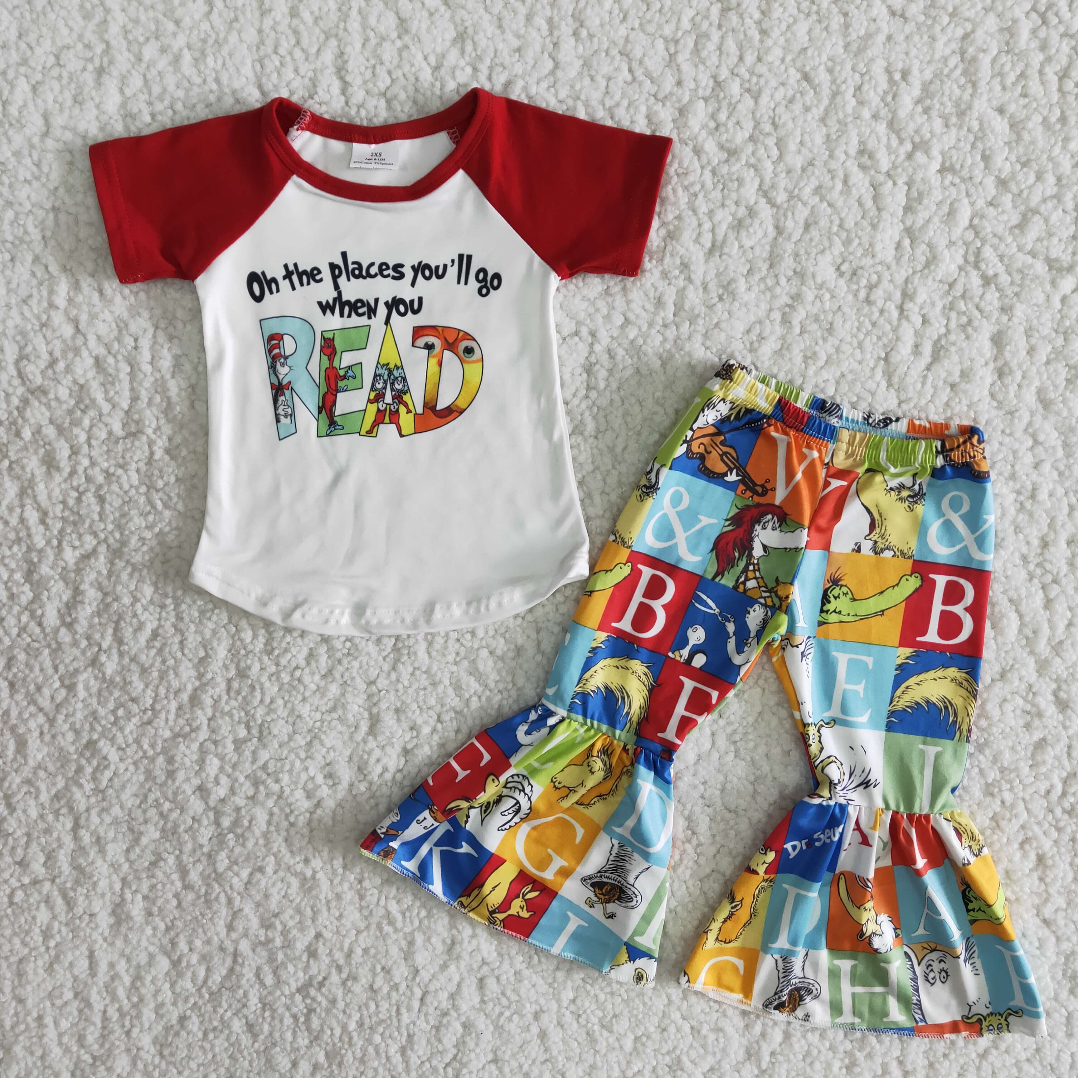 B17-16 girl clothes cartoon red short sleeve set--promotion 2025.2.22 $2.99