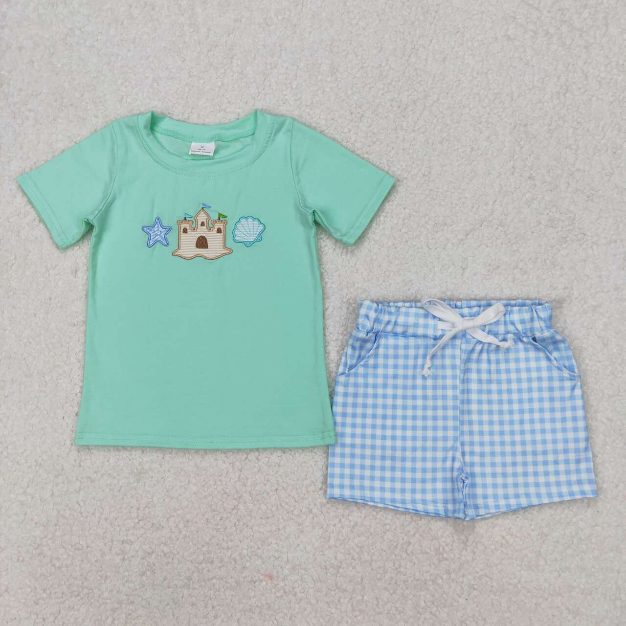 BSSO1266 RTS baby boy clothes shell toddler boy summer outfit embroidery