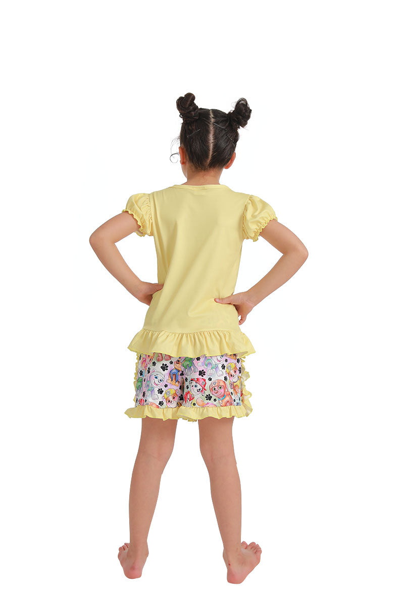 C1-28 kids clothing cartoon dog yellow short sleeve summer set-promotion $2.99 2026.3.28