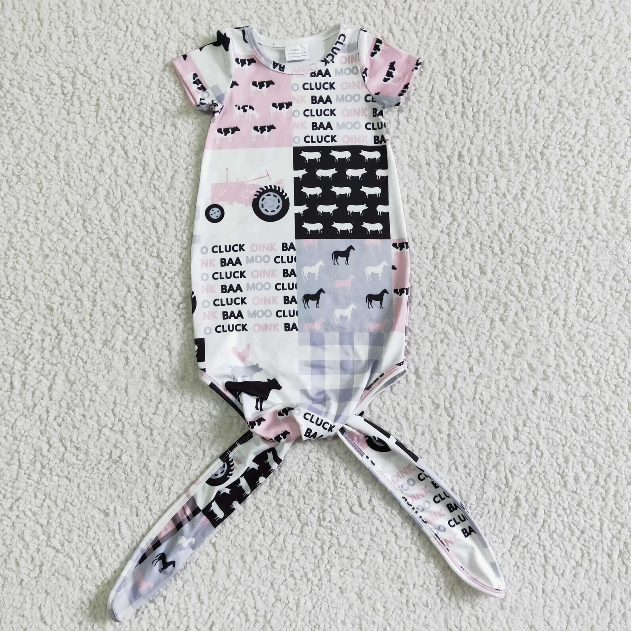 newborn summer short sleeve cow pink gown-promotion 2025.3.1 $5.5