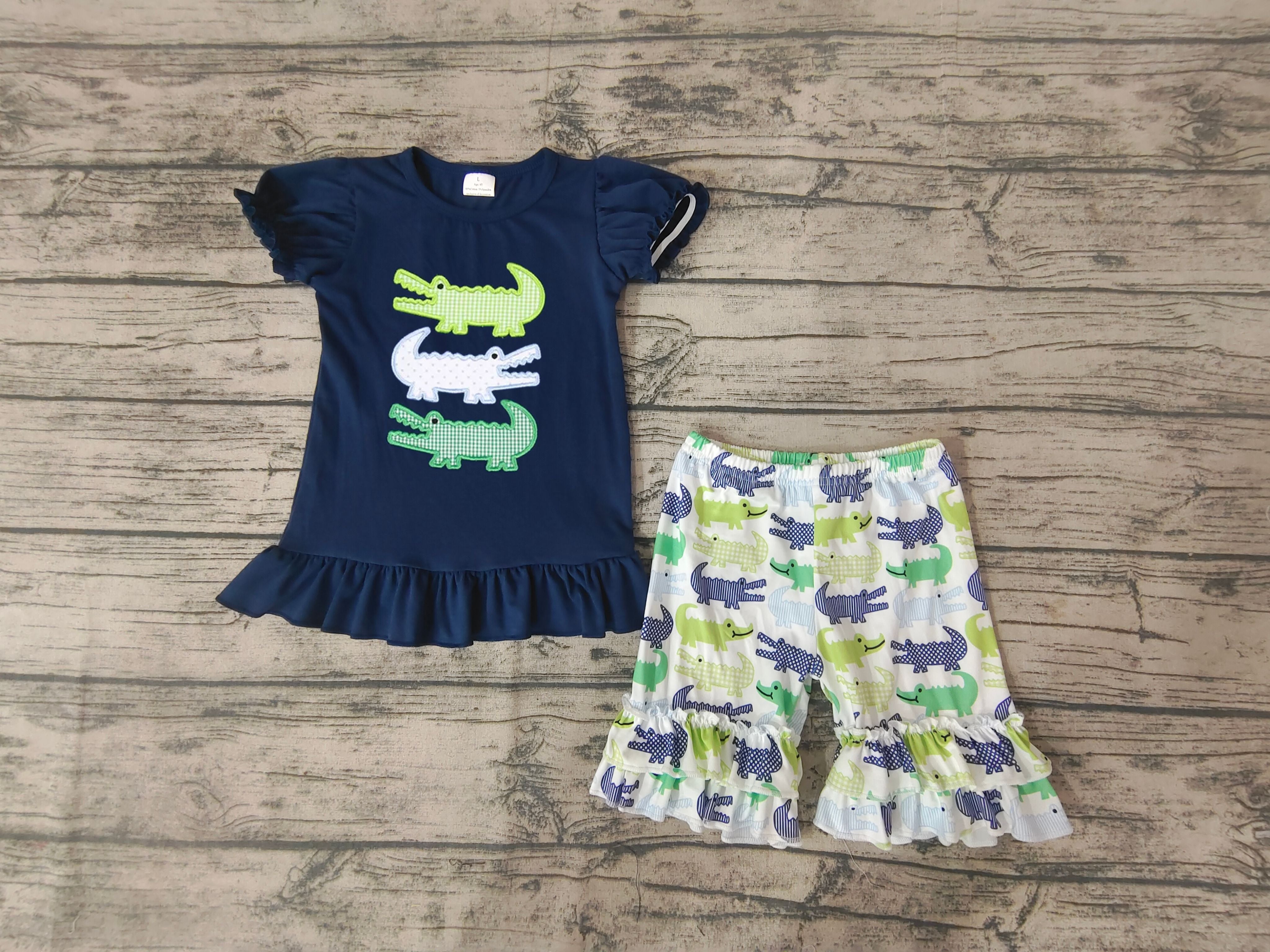 GSSO0159 baby girl clothes embroidery crocodile summer outfits embroidered-promotion $5.5 2026.3.28
