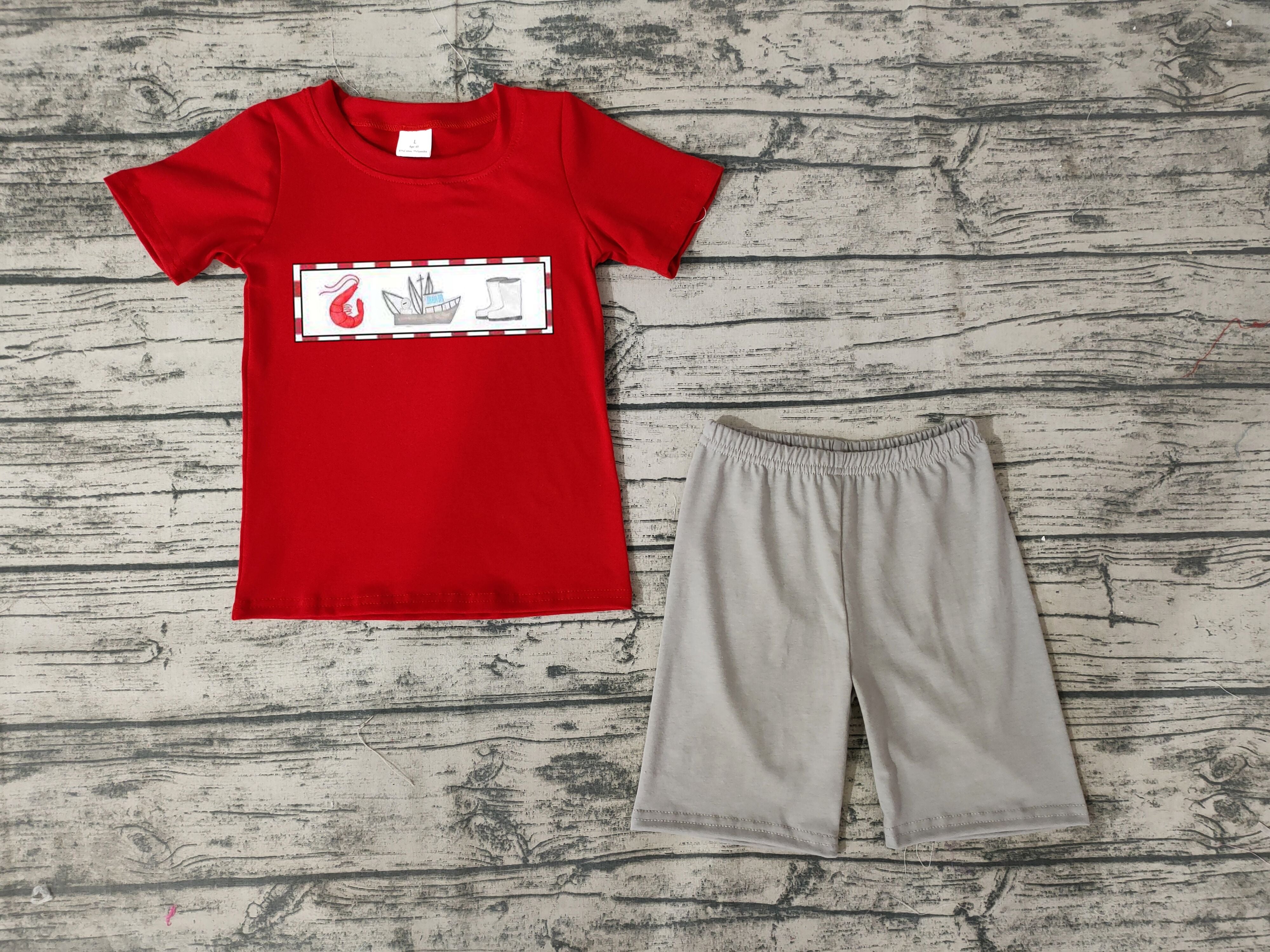 BSSO0144 baby boy clothes pocket summer outfits emboridery shorts set-promotion $5.5 2026.3.7