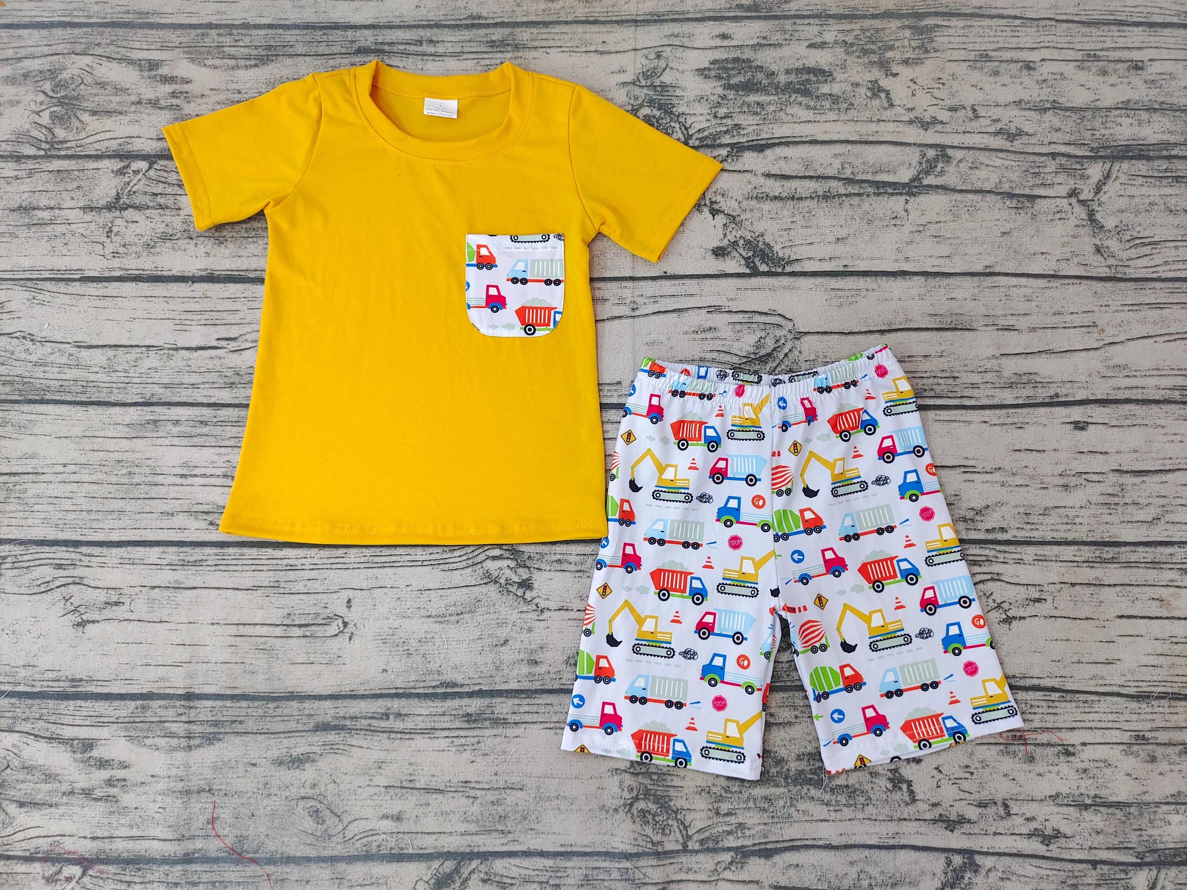 BSSO0122 baby boy clothes yellow pocket summer outfits-promotion 2025.5.10 $5.5