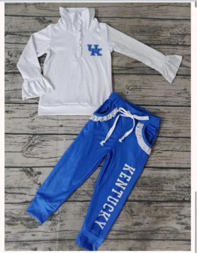 Custom order MOQ 3pcs each design toddler girl clothes state girl winter outfit blue