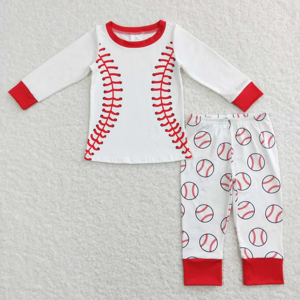 BLP0425 RTS toddler boy clothes softball boy winter pajamas set