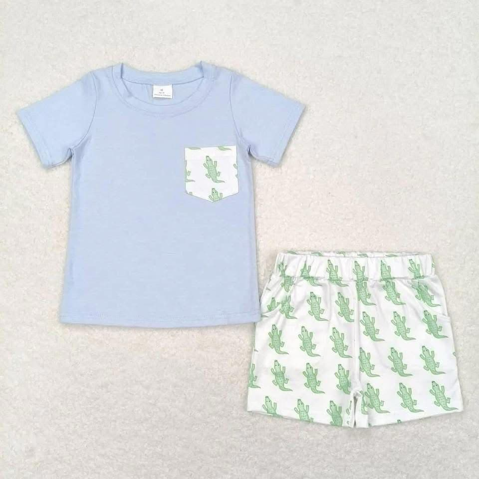BSSO0782 RTS boy clothes aligator toddler boy summer outfits