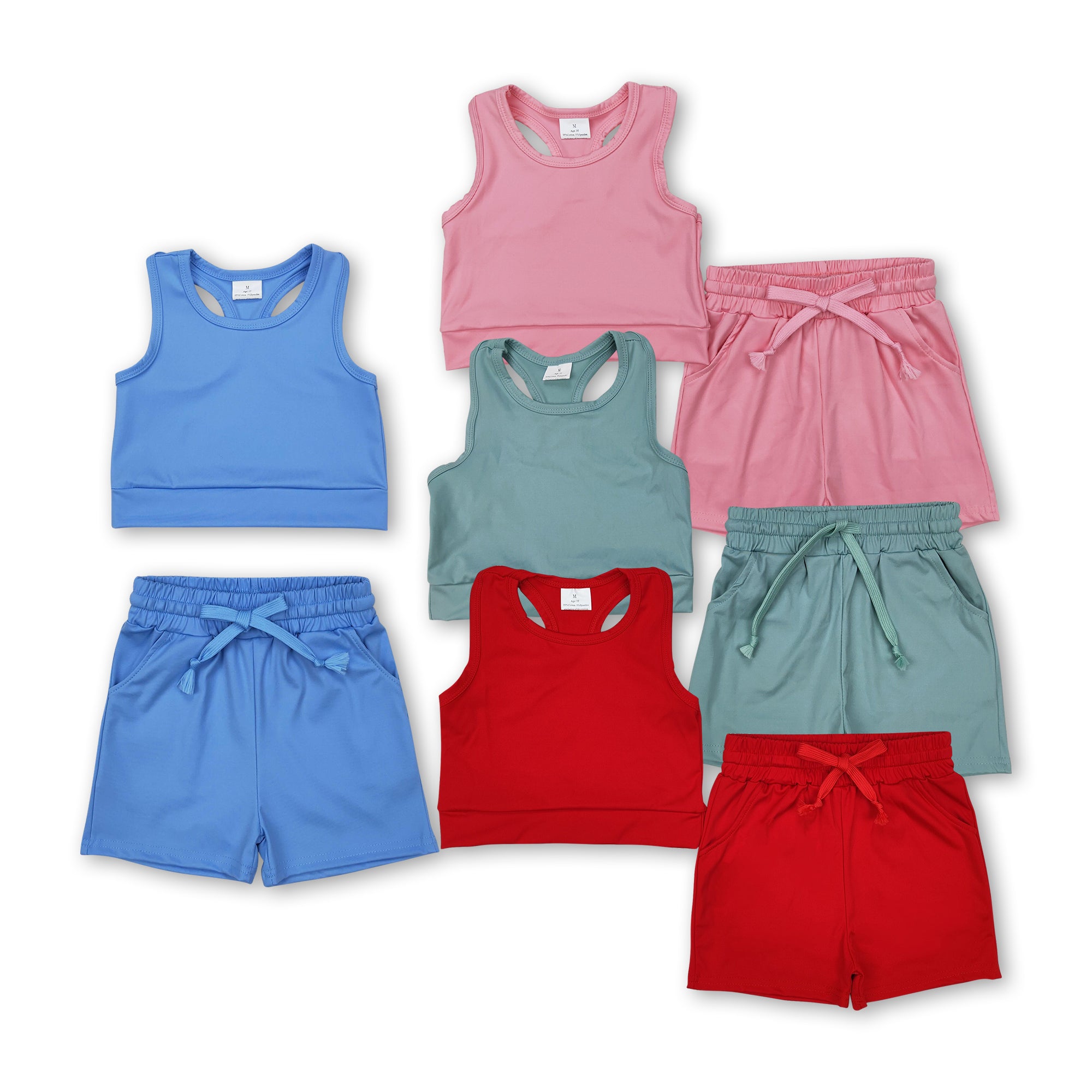 RTS girl clothes colorful toddler girl yoga summer outfit atheletic clothes 2