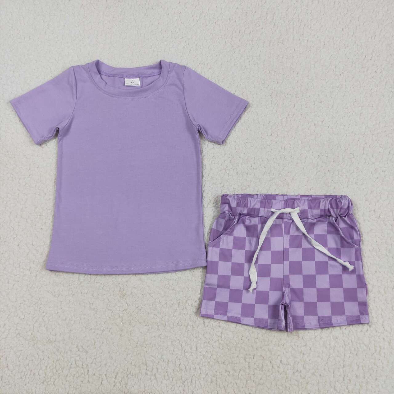 GSSO2524 RTS girl clothes purple plaid toddler girl  summer outfit 