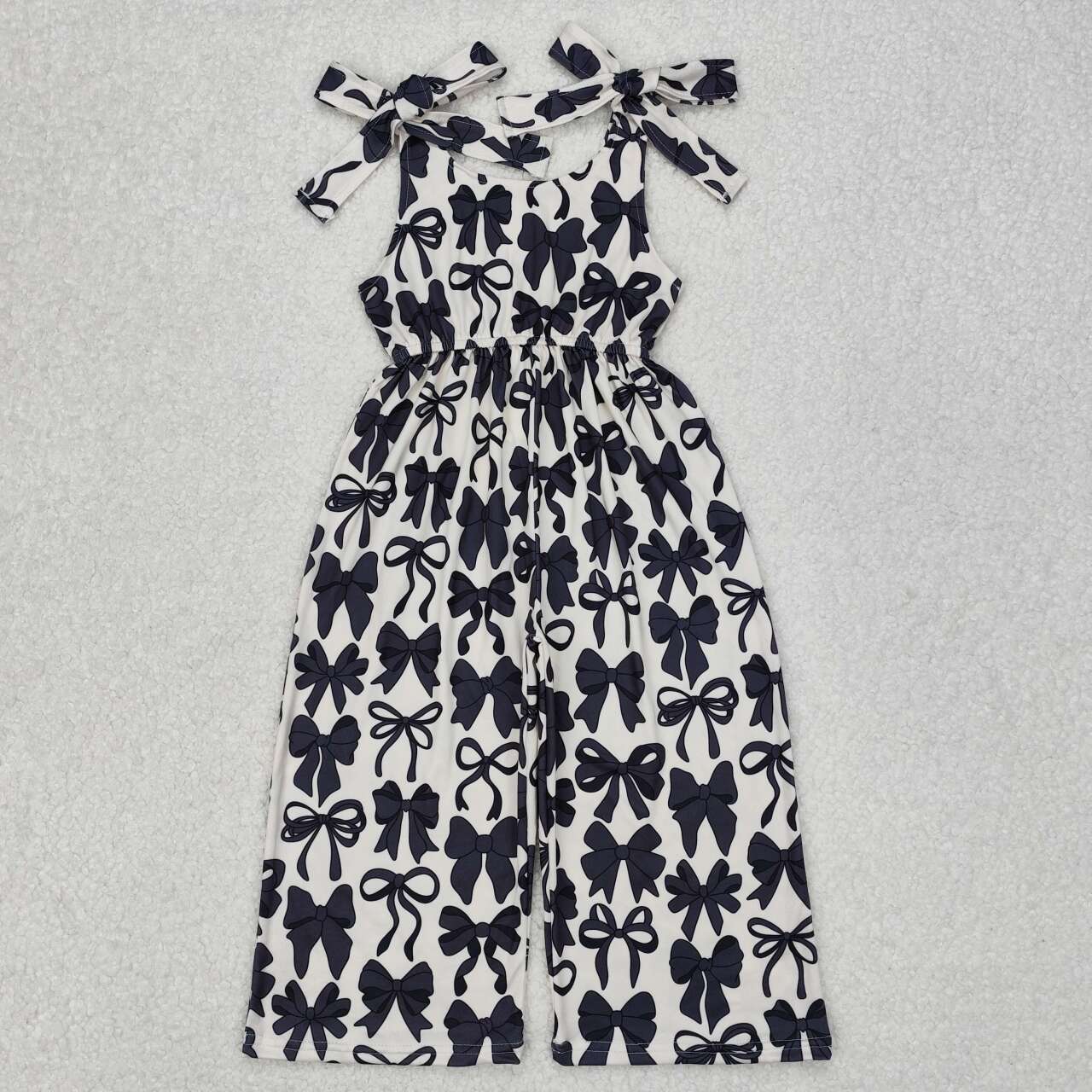 SR2524 RTS girl summer jumpsuit black bow summer onesie