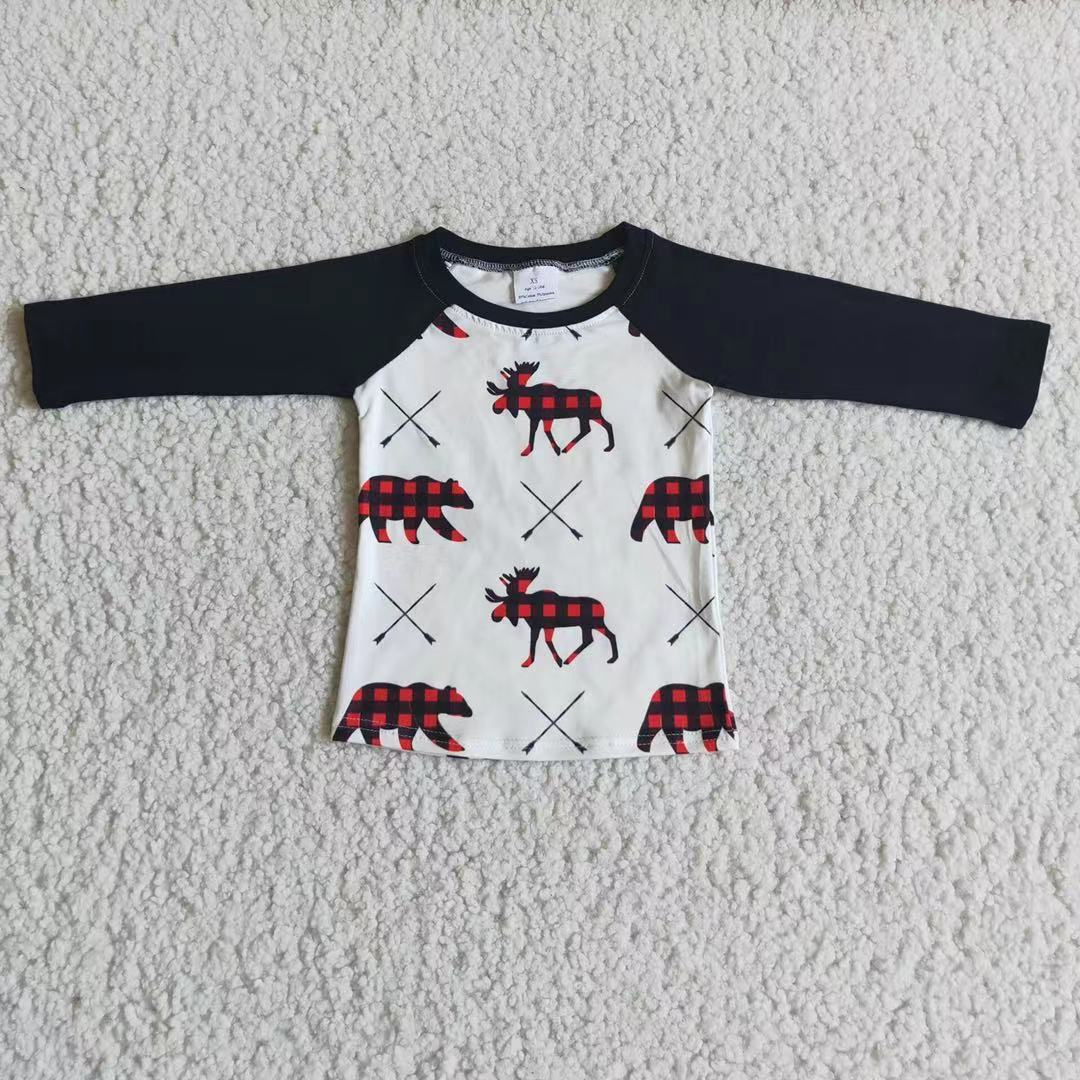 6 B6-32 boy shirt bear black long sleeve top shirt-promotion 2025.11.1 $2.99