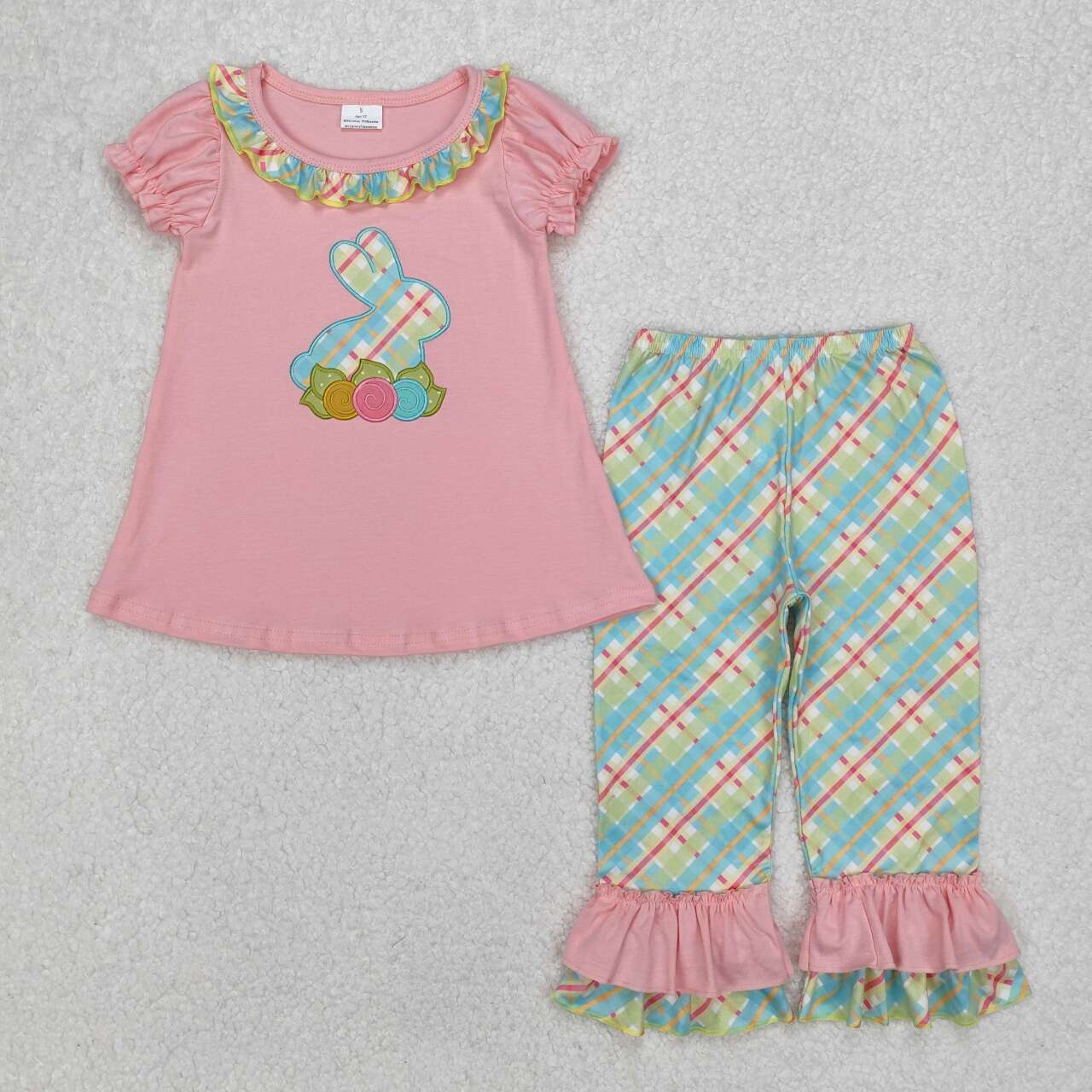 GSPO0974 RTS girl easter outfit bunny pants set girl easter clothing set-embroidery 