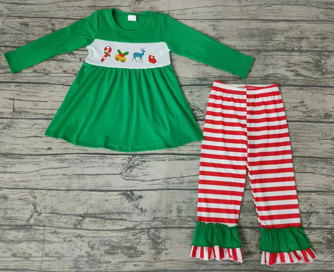 GLP0166 baby girl clothes green embroidery baby christmas outfit embroidered-promotion 2025.10.25 $5.5