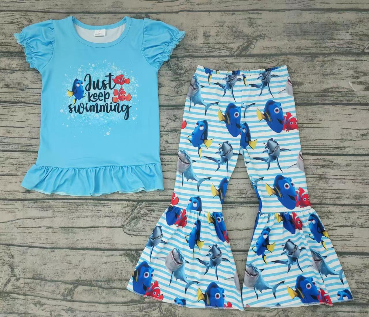 GSPO0147 toddler girl fall clothes just keep swiming outfits-promotion 2025.7.26 $5.5