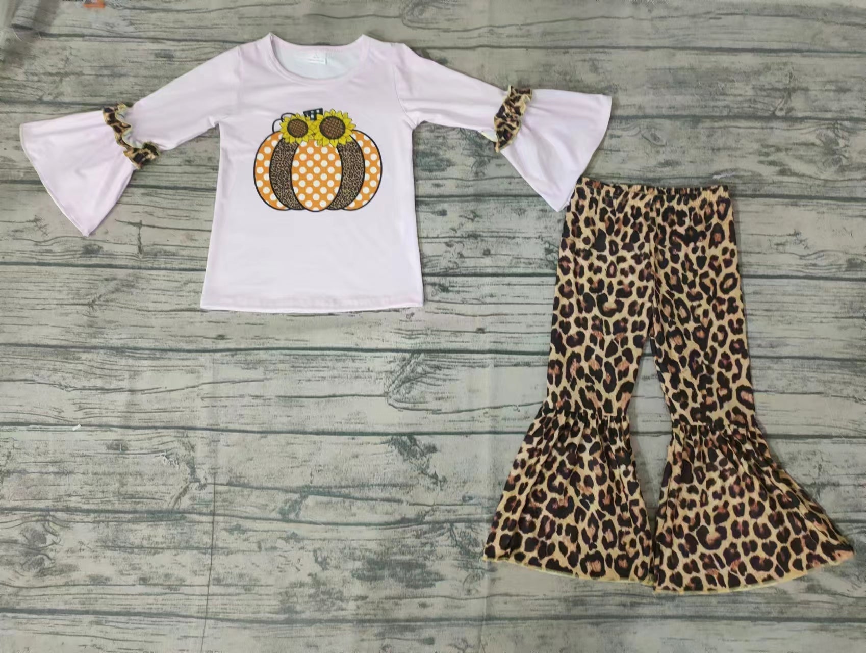 GLP0125 halloween clothes for kids pumpkin leopard outfits-promotion 2025.9.20 $5.5