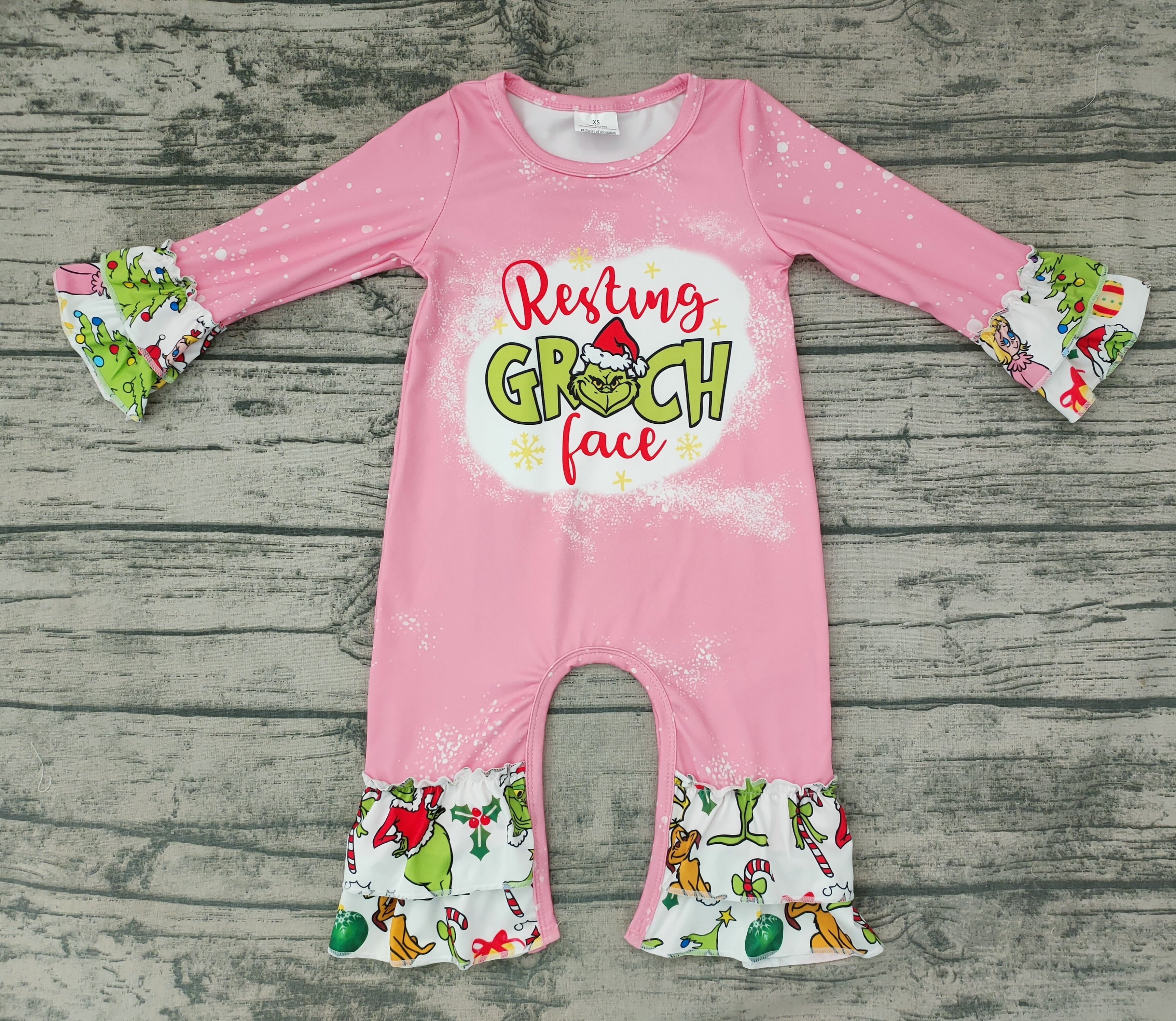 LR0154 new born baby items cartoon pink christmas romper-promotion 2025.11.8 $5.5