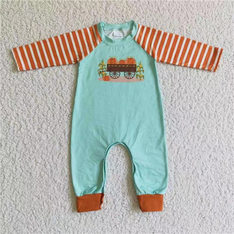 LR0046 baby boy clothes pumpkin romper toddler halloween costume-promotion 2025.8.30 $5.5