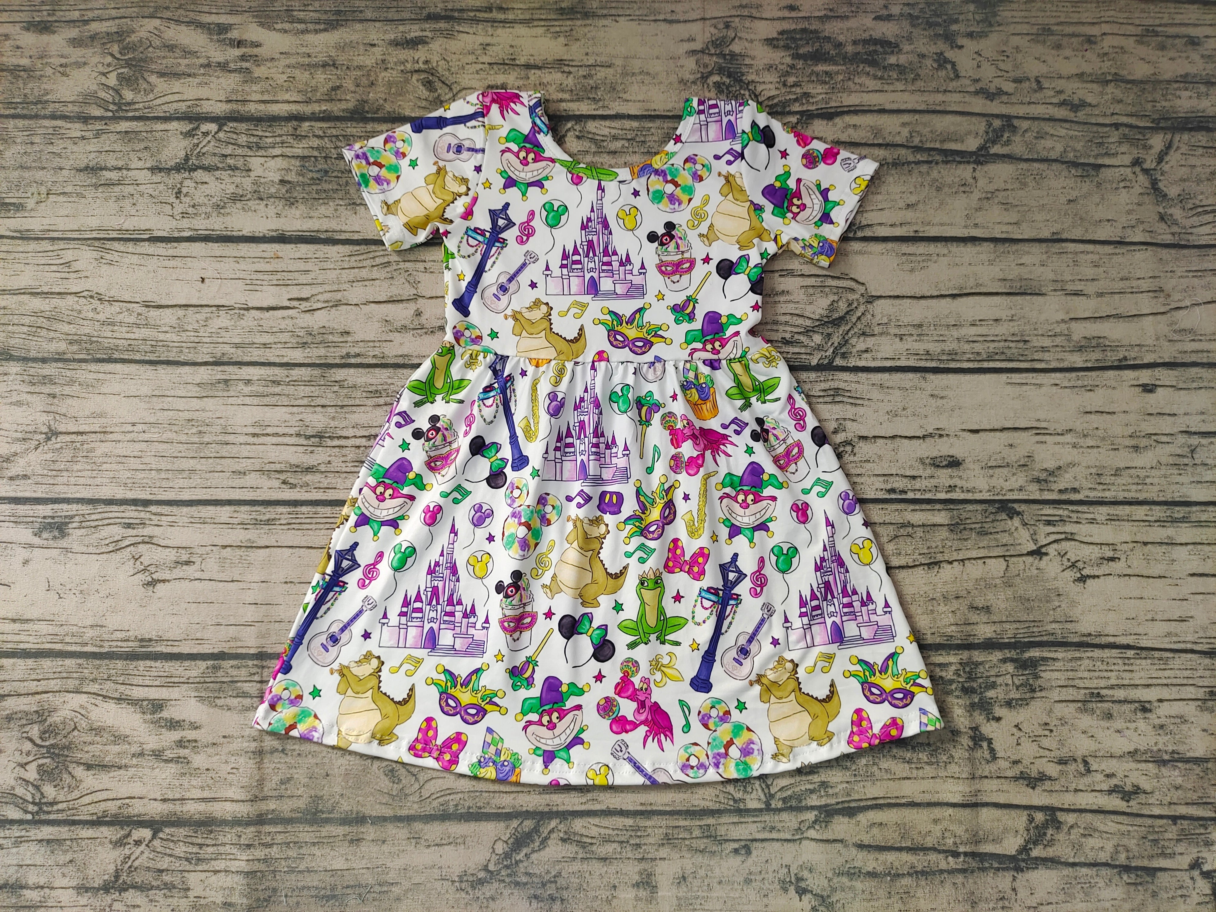 GSD0153 baby girl clothes purple short sleeve Mardi Gras dress-promotion 2025.1.11 $5.5