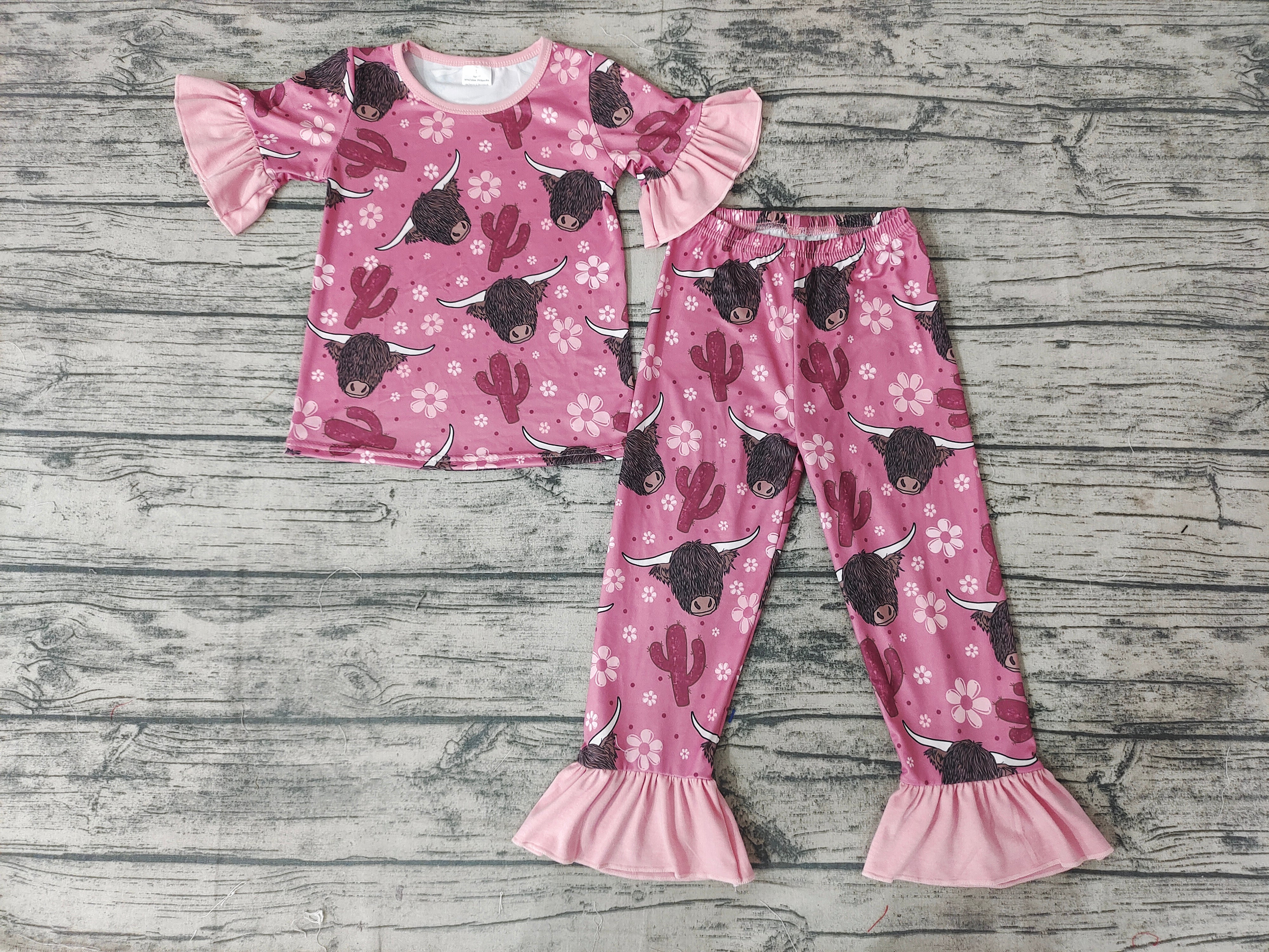 GSPO0326 baby girl clothes cow pink pajamas set-promotion $5.5 2026.3.14