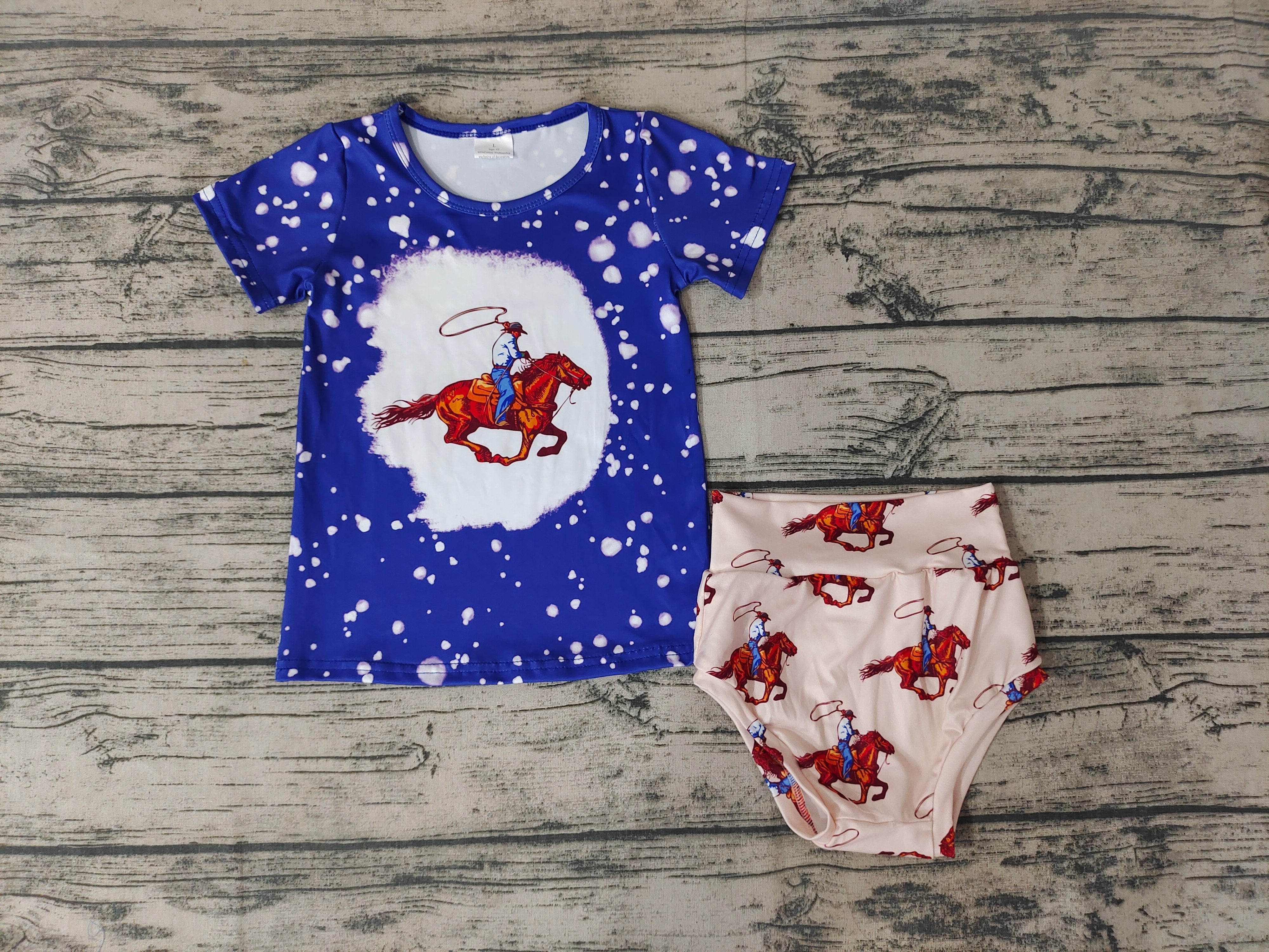 GBO0064 baby girl clothes blue western bummies set-promotion 2025.6.21 $5.5