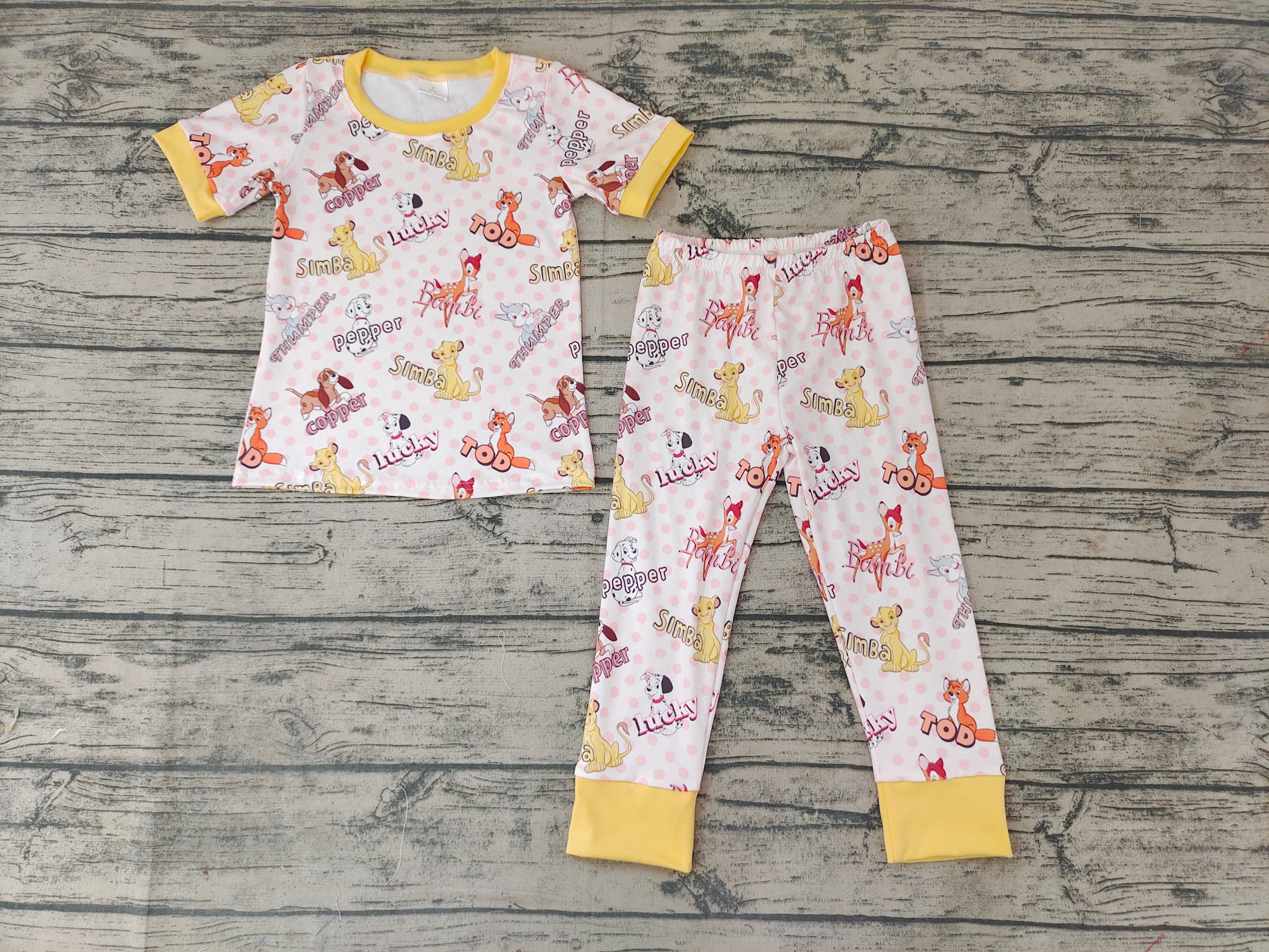 BSPO0078 kids clothes boys yellow animal pajamas set fall spring outfits-promotion 2024.12.21 $5.5