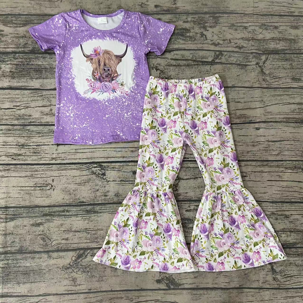 GSPO0264 toddler girl clothes purple floral  spring outfit-promotion 2025.7.26 $5.5
