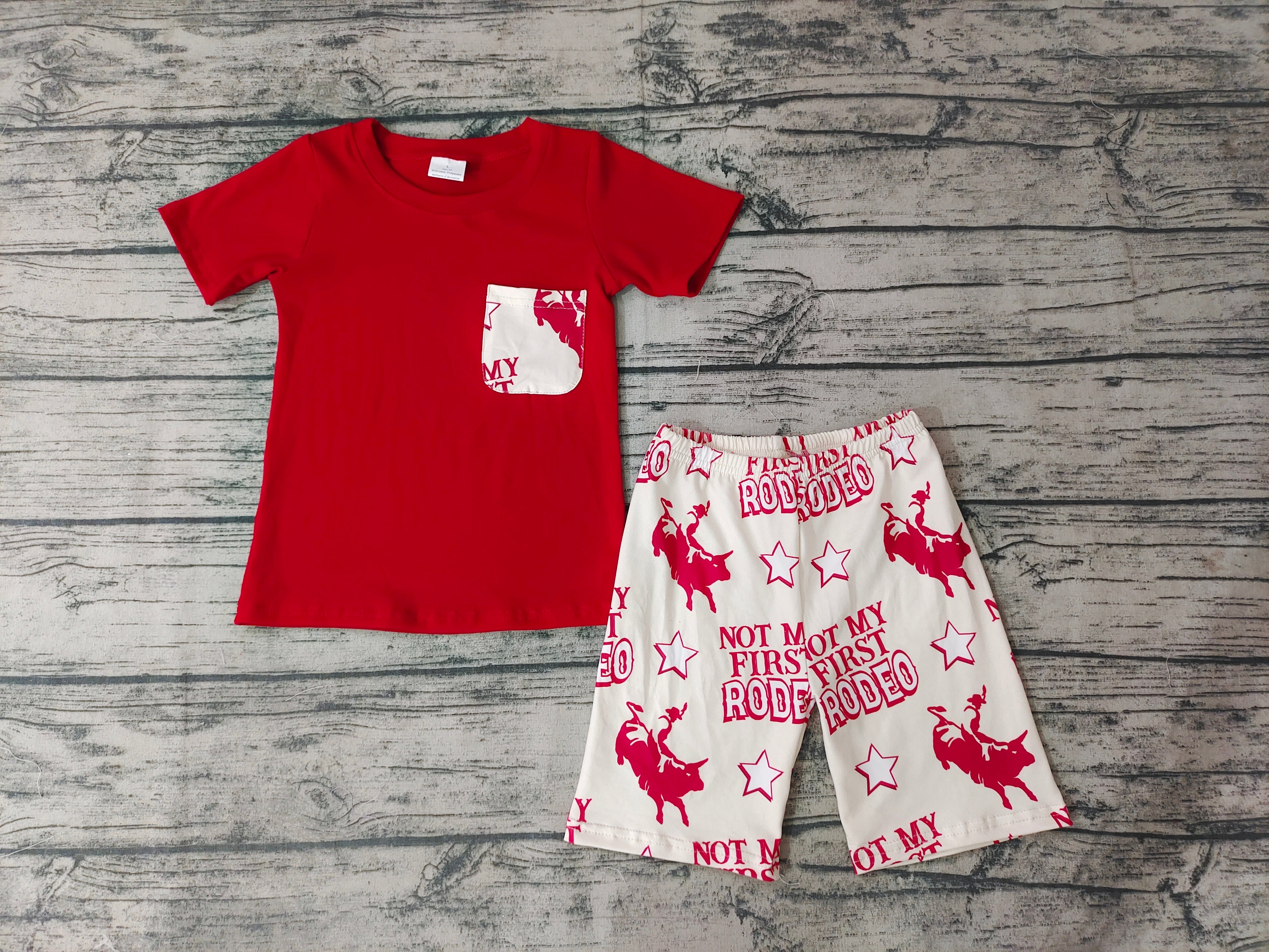 BSSO0146 kids clothes boys summer outfits rodeo wesetern shorts set-promotion 2025.6.14 $5.5