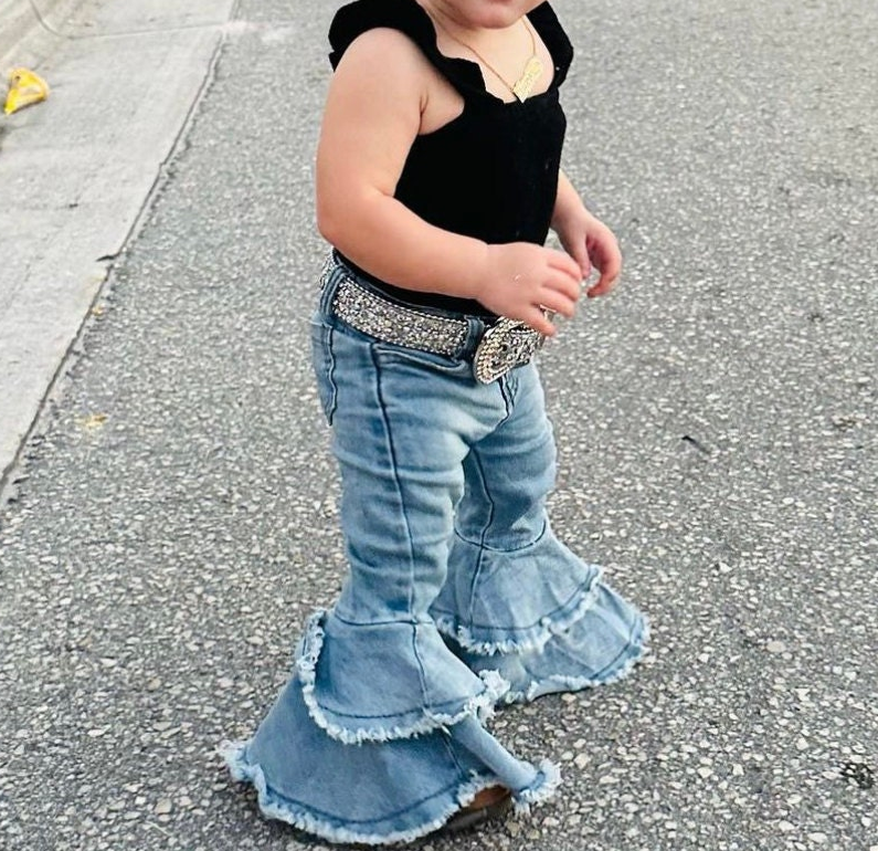 C5-15 RTS baby girl clothes toddler girl bell bottom jeans girl jeans