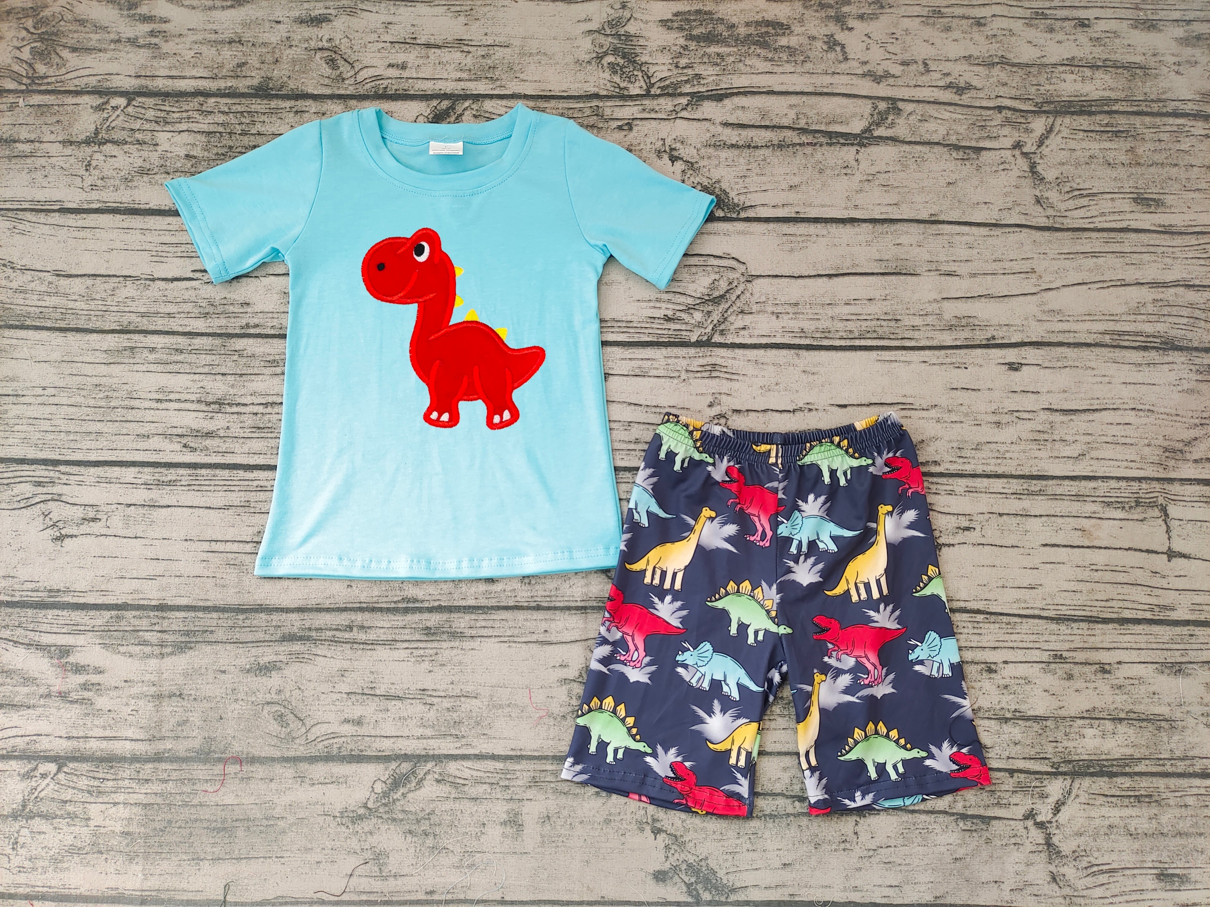 BSSO0184 baby boy clothes dinosaur embroidery summer outfits embroidered-promotion 2025.7.12 $5.5