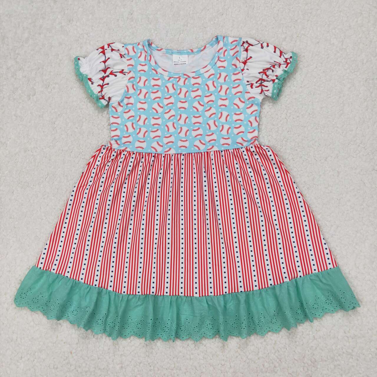 GSD1749 RTS toddler clothes baseball baby girl summer dress 