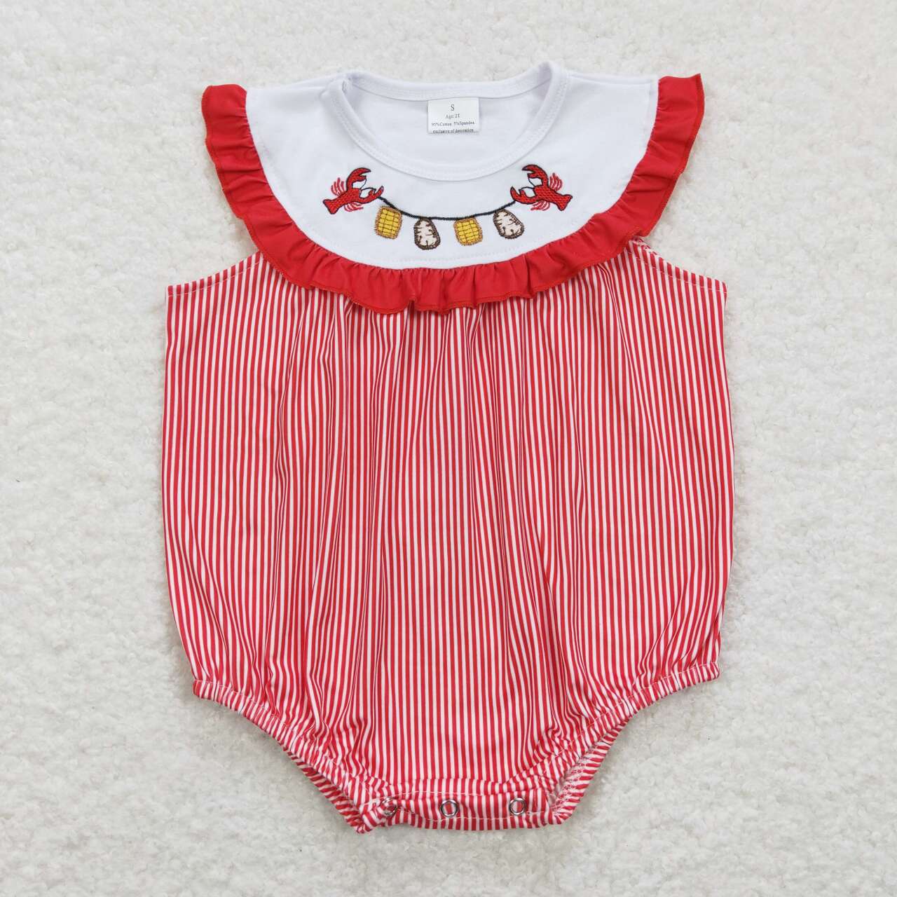 SR0741 baby girl clothes embroidery crawfish clothes girl summer bubble