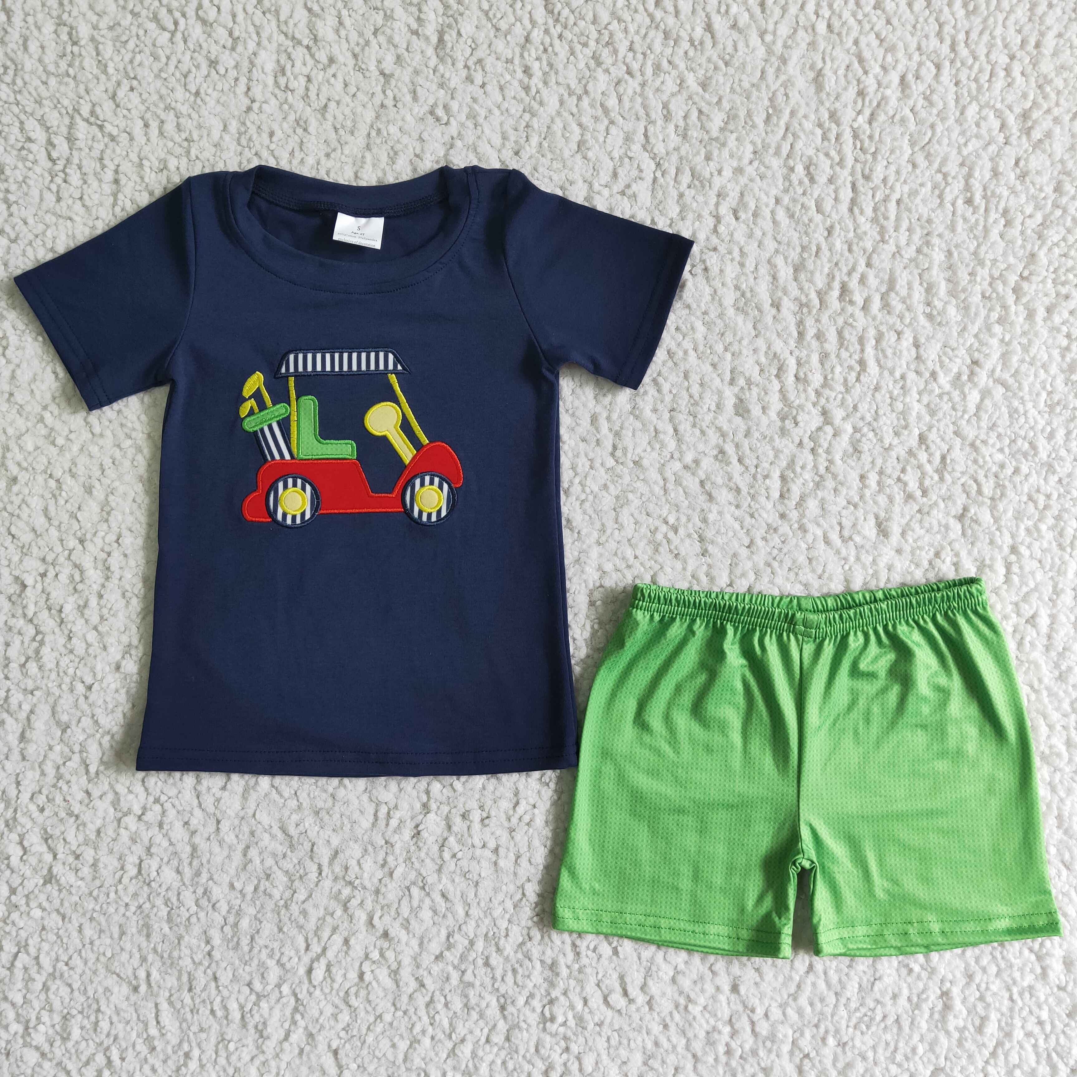 BSSO0030 kids clothes boy emboridery truck summer set-promotion 2025.7.19 $2.99