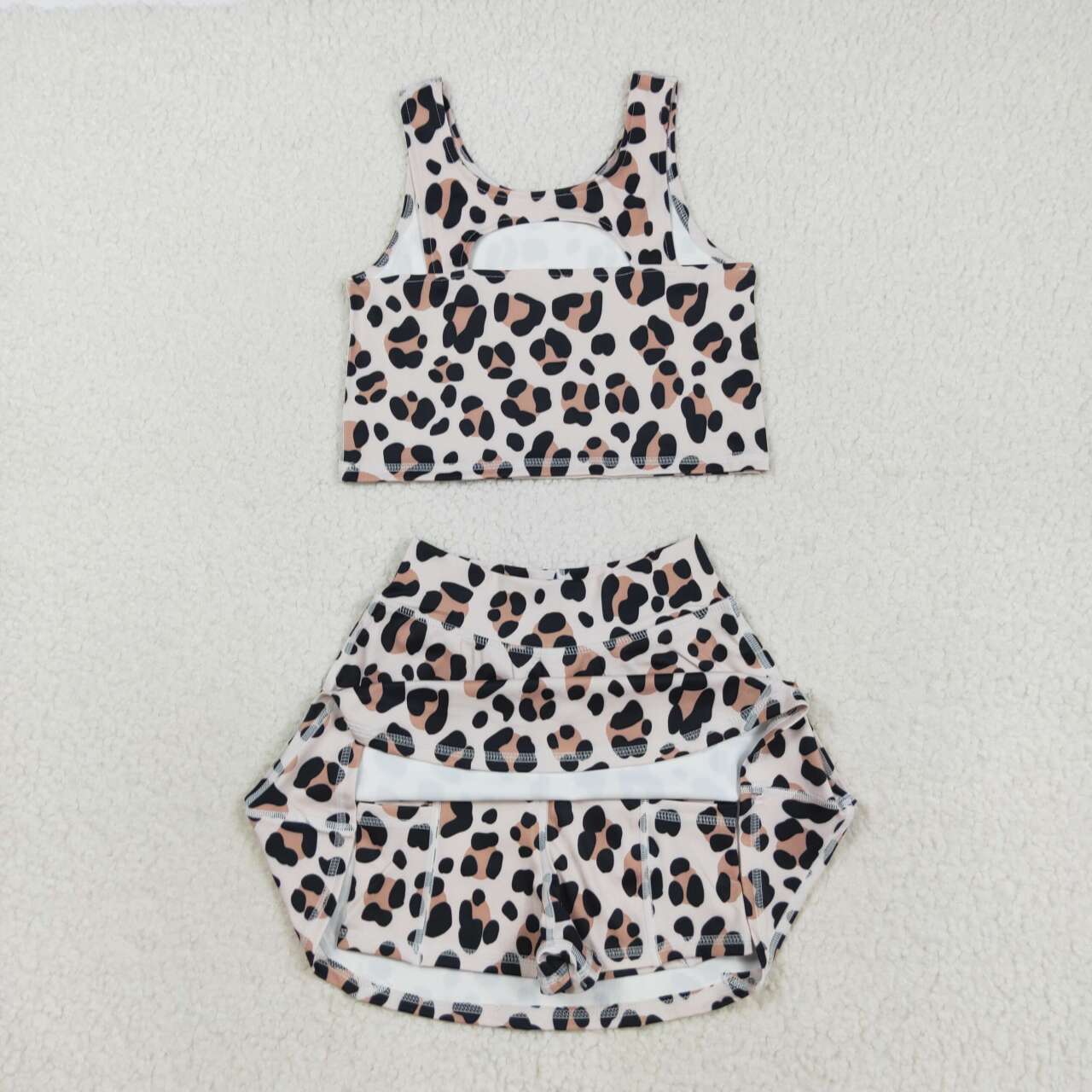 GSD2327 RTS toddler girl clothes leopard print girl summer set yoga clothes