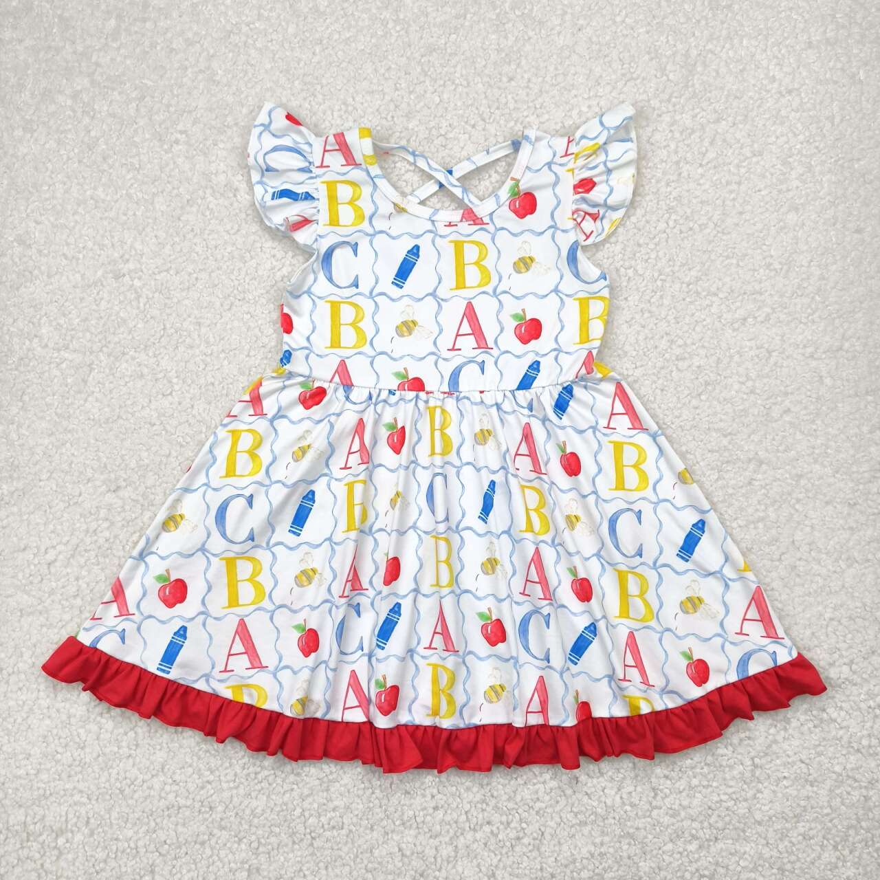 GSD2258 RTS girl clothes apple girl back to school day summer dress