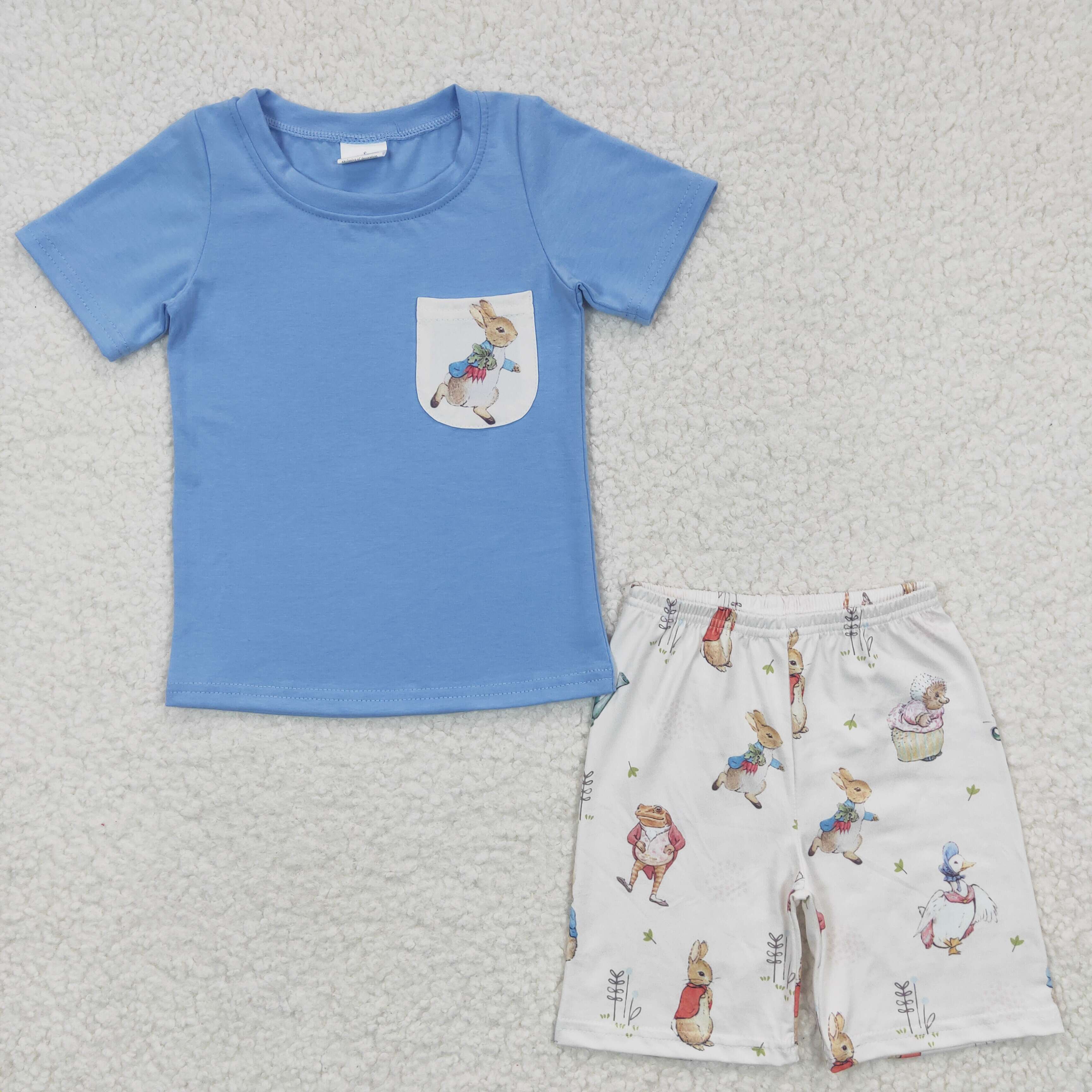 BSSO0115 baby boy clothes blue bunny easter outfit-promotion $5.5 2026.2.28