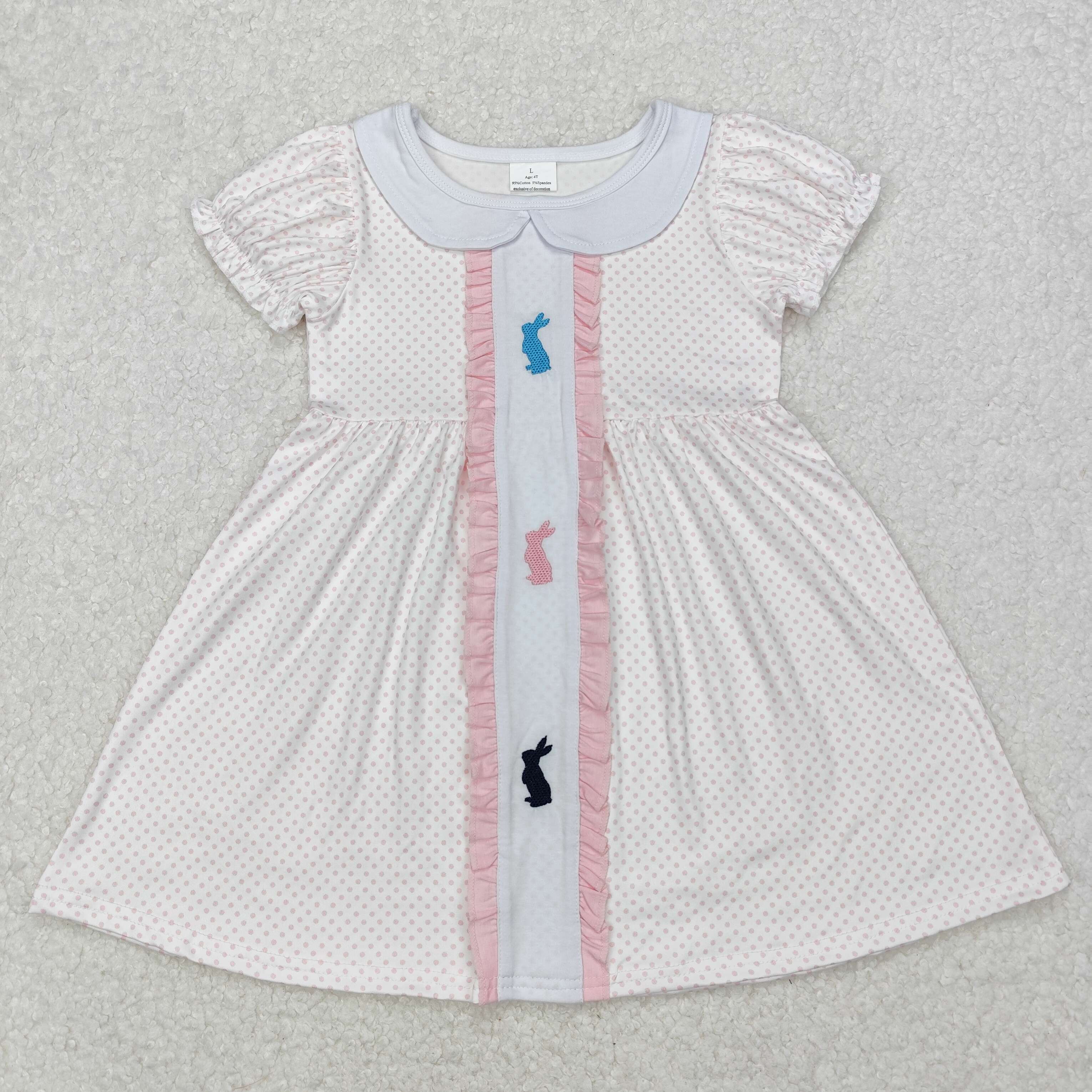 GSD1771 RTS Girl clothes bunny embroidery girl easter summer dress embroidery