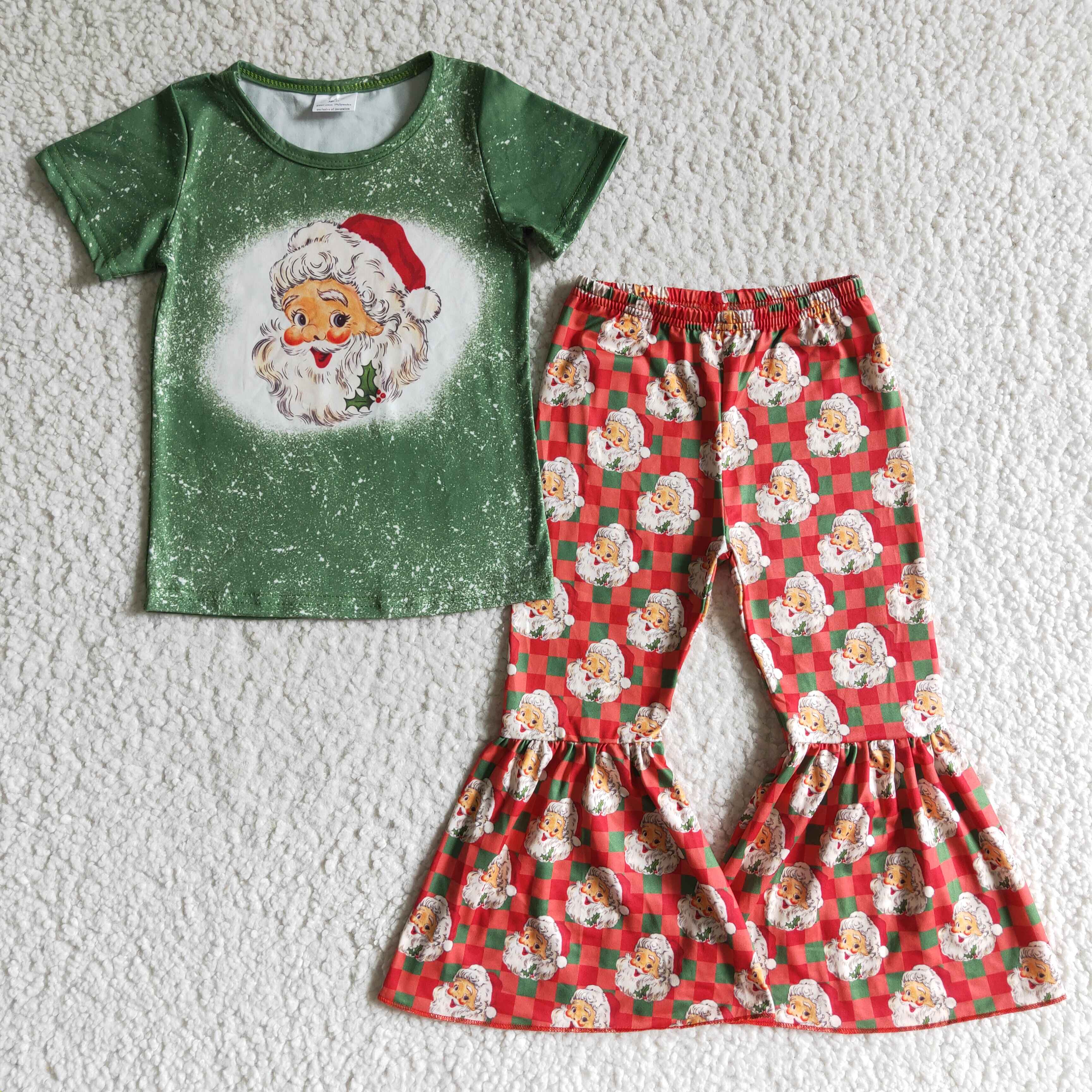 GSPO0182 baby christmas outfit santa claus green set-promotion 2025.10.18 $5.5