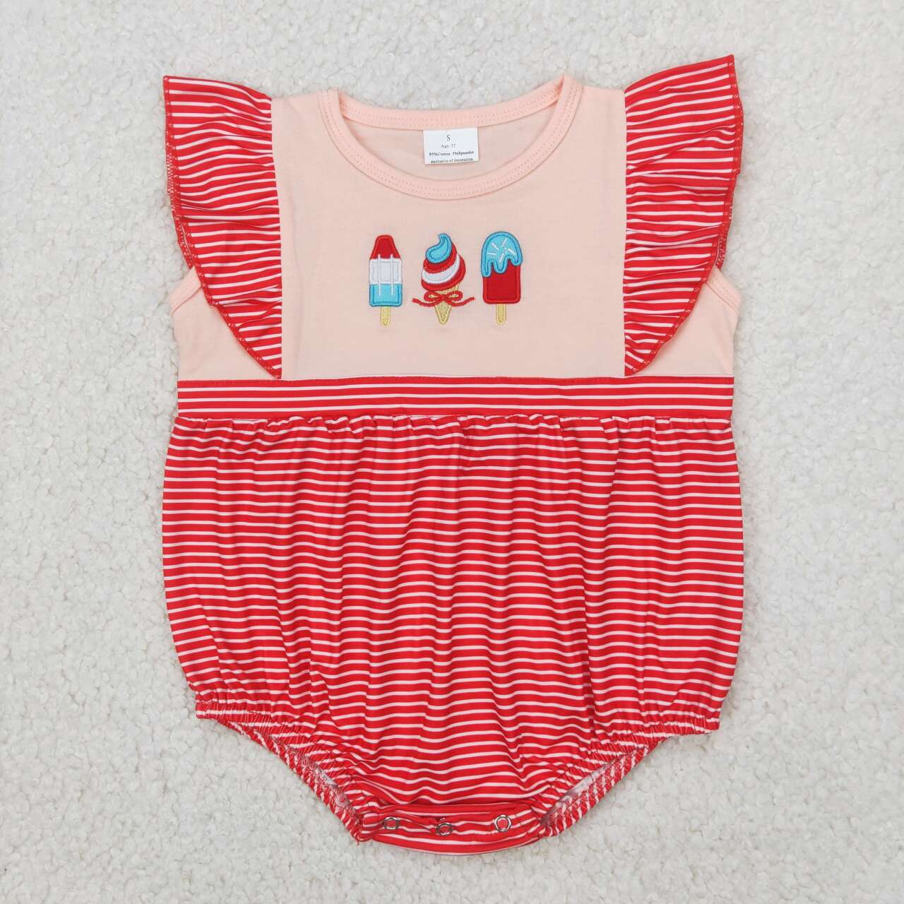 SR2635 RTS baby girl clothes popsicles girl 4th of July patriotic summer bubble-embroidery