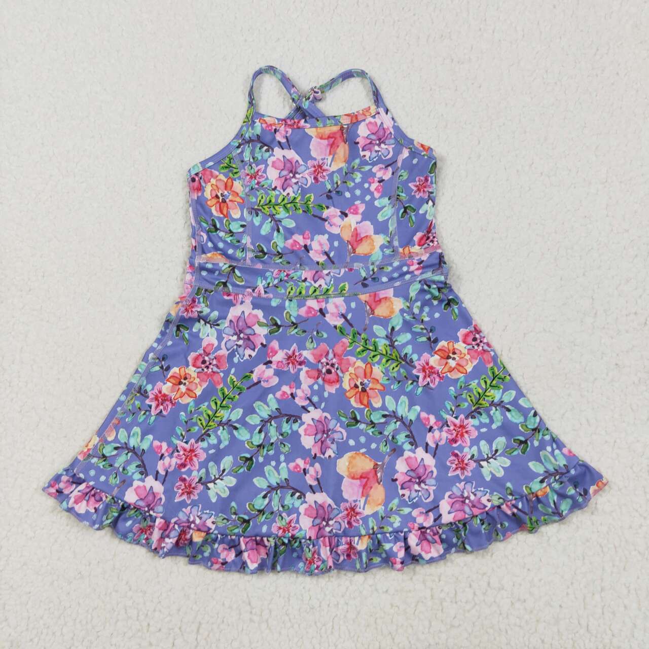 GSD2279 RTS girl clothes floral girl summer dress yoga clothes atheletic clothes