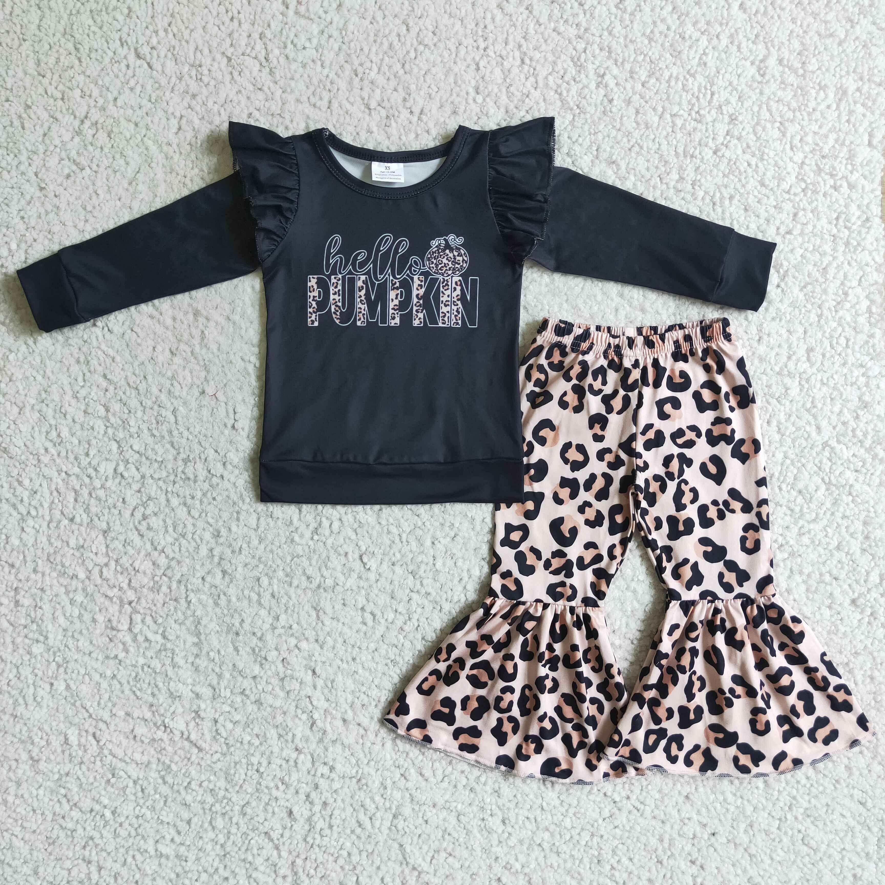 GLP0056 pumpkin leopard kids clothes girls baby girl outfit set-promotion 2025.12.13 $2.99