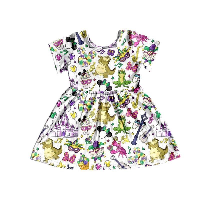 GSD0153 baby girl clothes purple short sleeve Mardi Gras dress-promotion 2025.1.11 $5.5