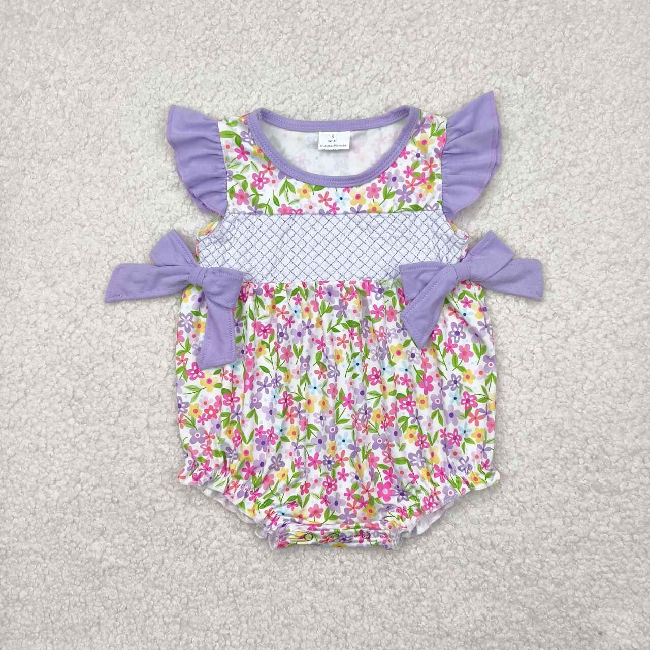 SR2928 RTS baby girl clothes bow floral summer bubble