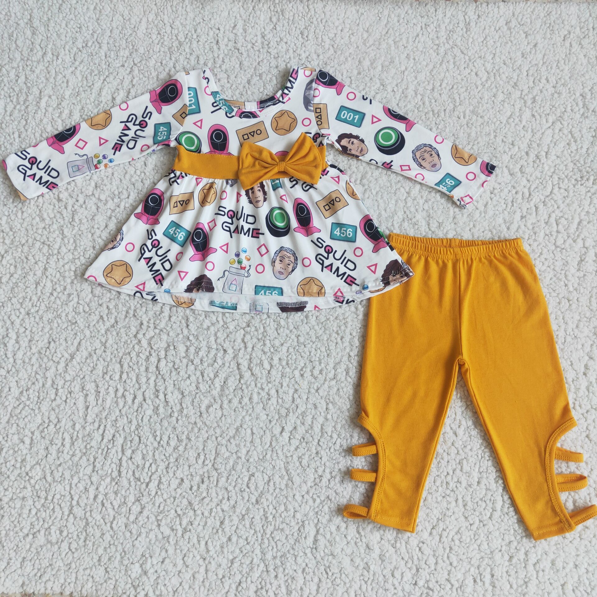 6 A13-17 girl winter yellow games winter long sleeve set-promotion 2024.8.24 $2.99