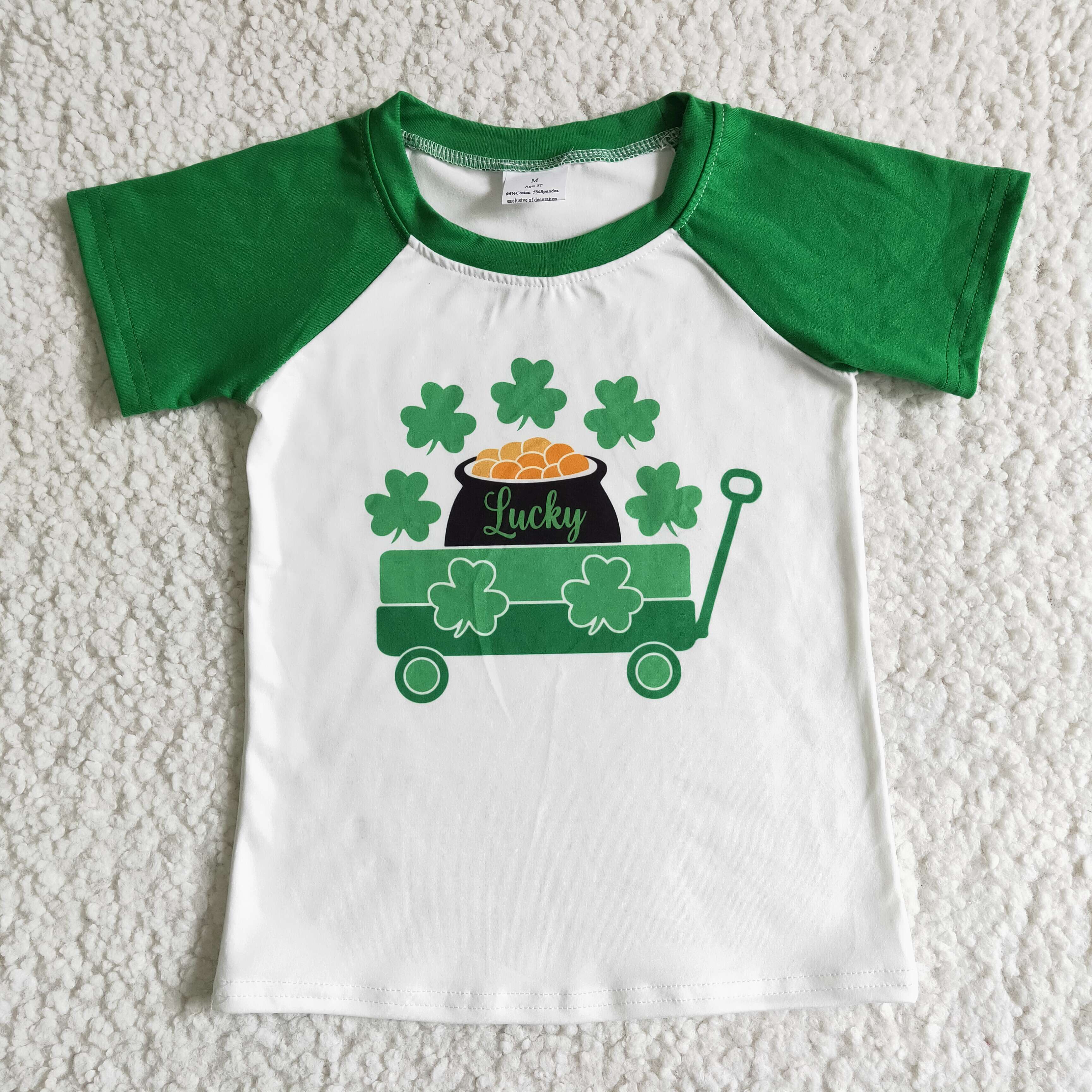 C8-1-2 boy St. Patrick's Day green short sleeve tshirt-promotion $2.99 2026.1.24