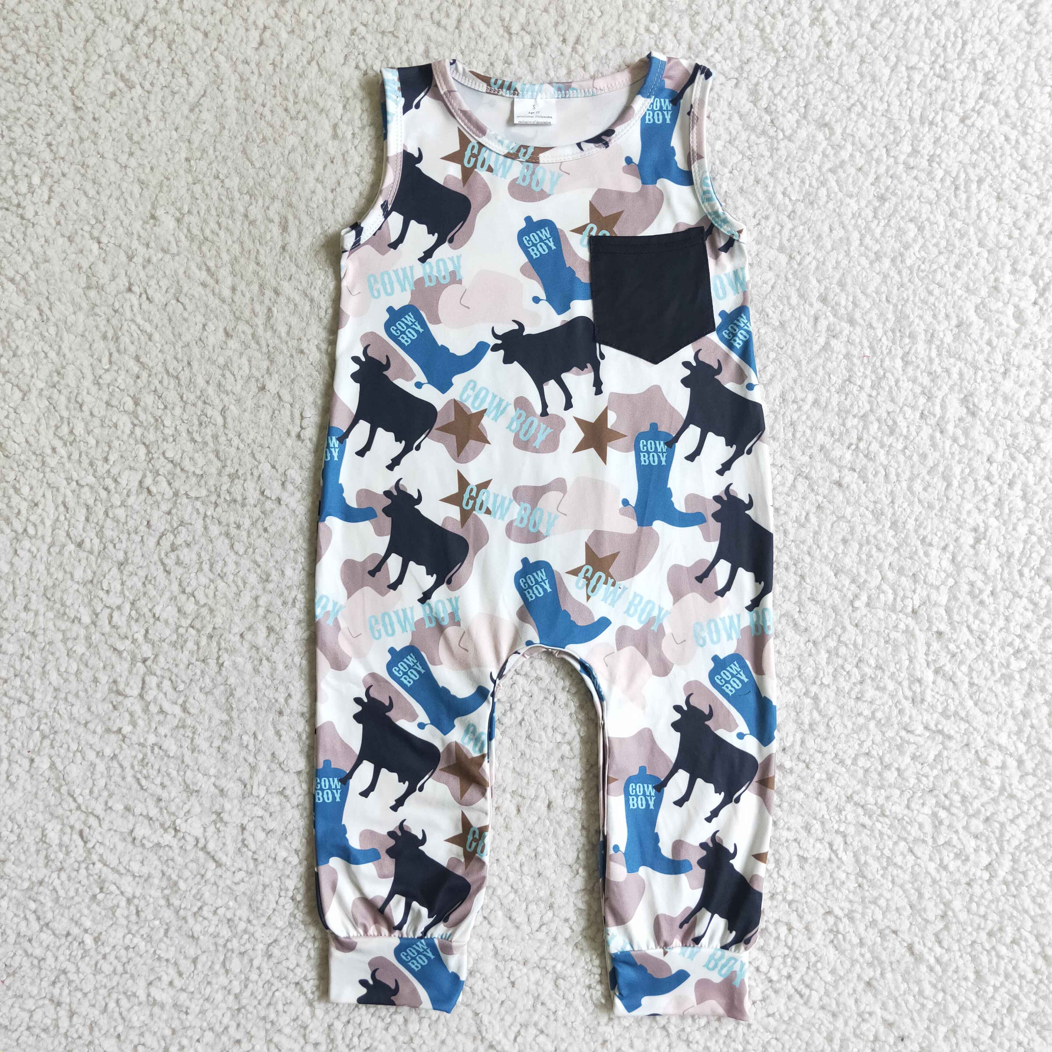 SR0072 cow sleeveless romper-promotion 2025.6.21 $5.5