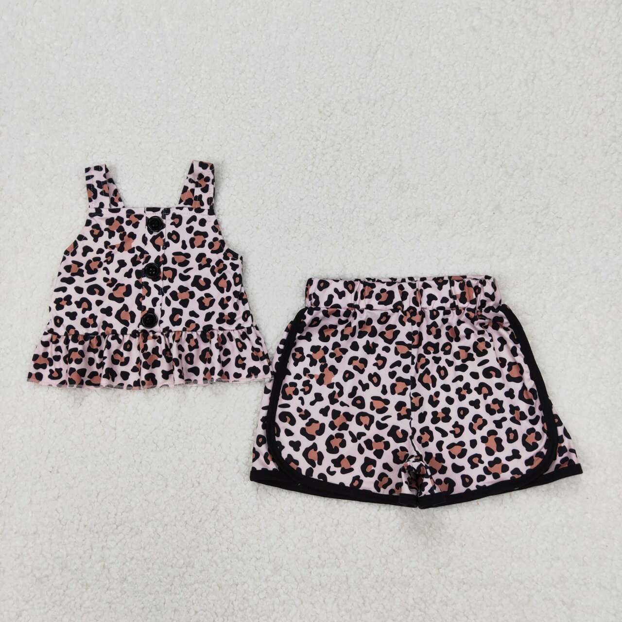 GSSO2053 RTS girl clothes leopard print toddler girl summer outfit
