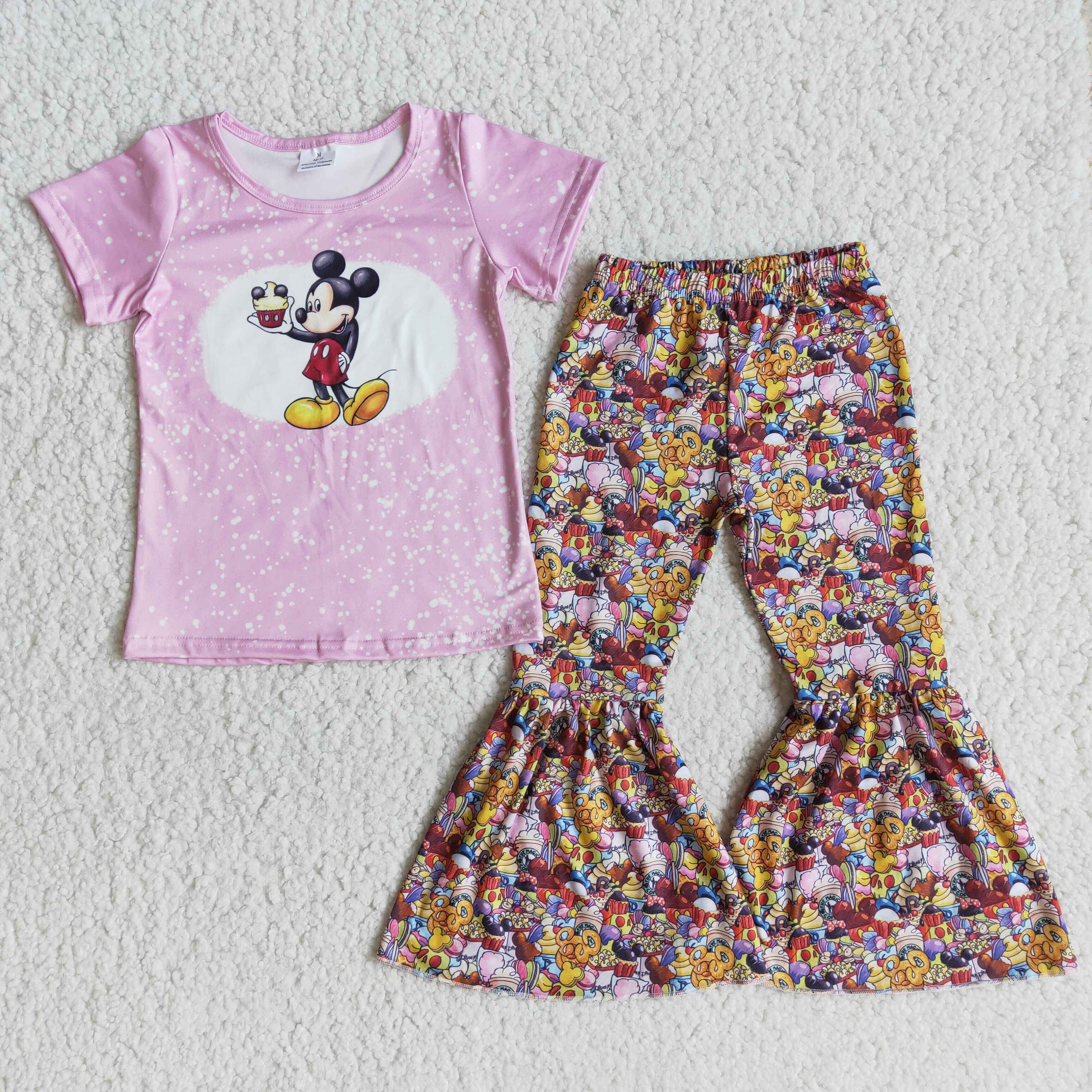 E11-11 girl pink cartoon fall spring short sleeve set--promotion 2025.3.22 $2.99