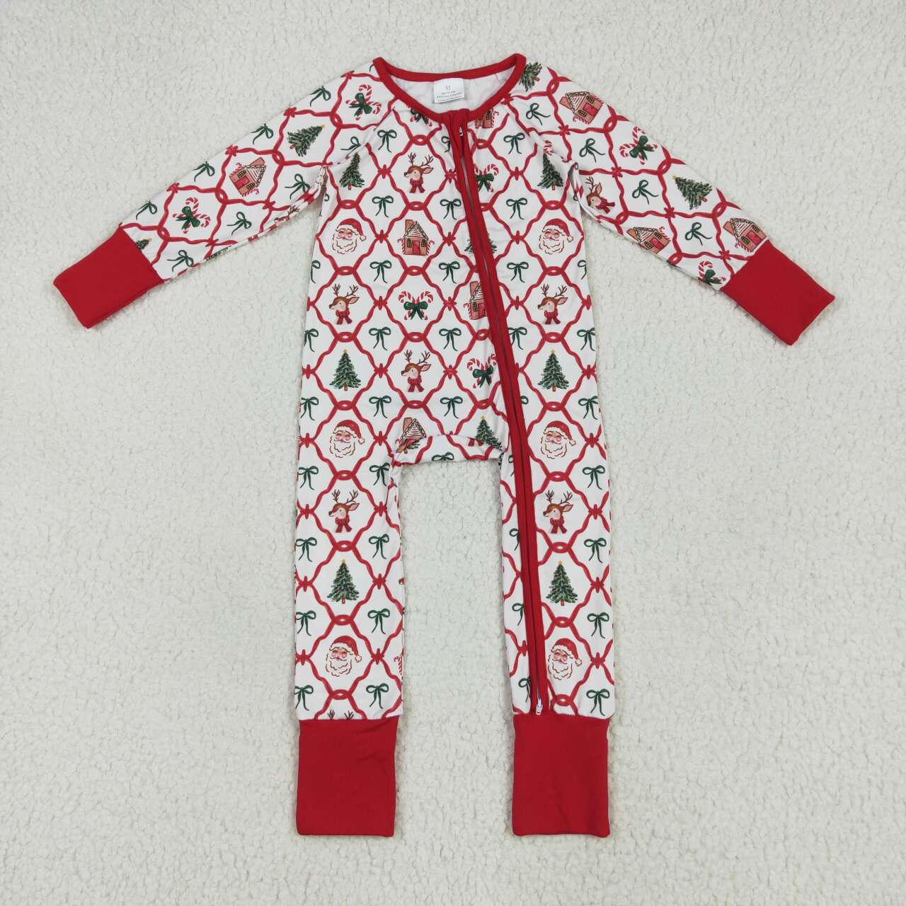 LR2248 RTS girl clothes santa toddler girl christmas winter romper zipper romper