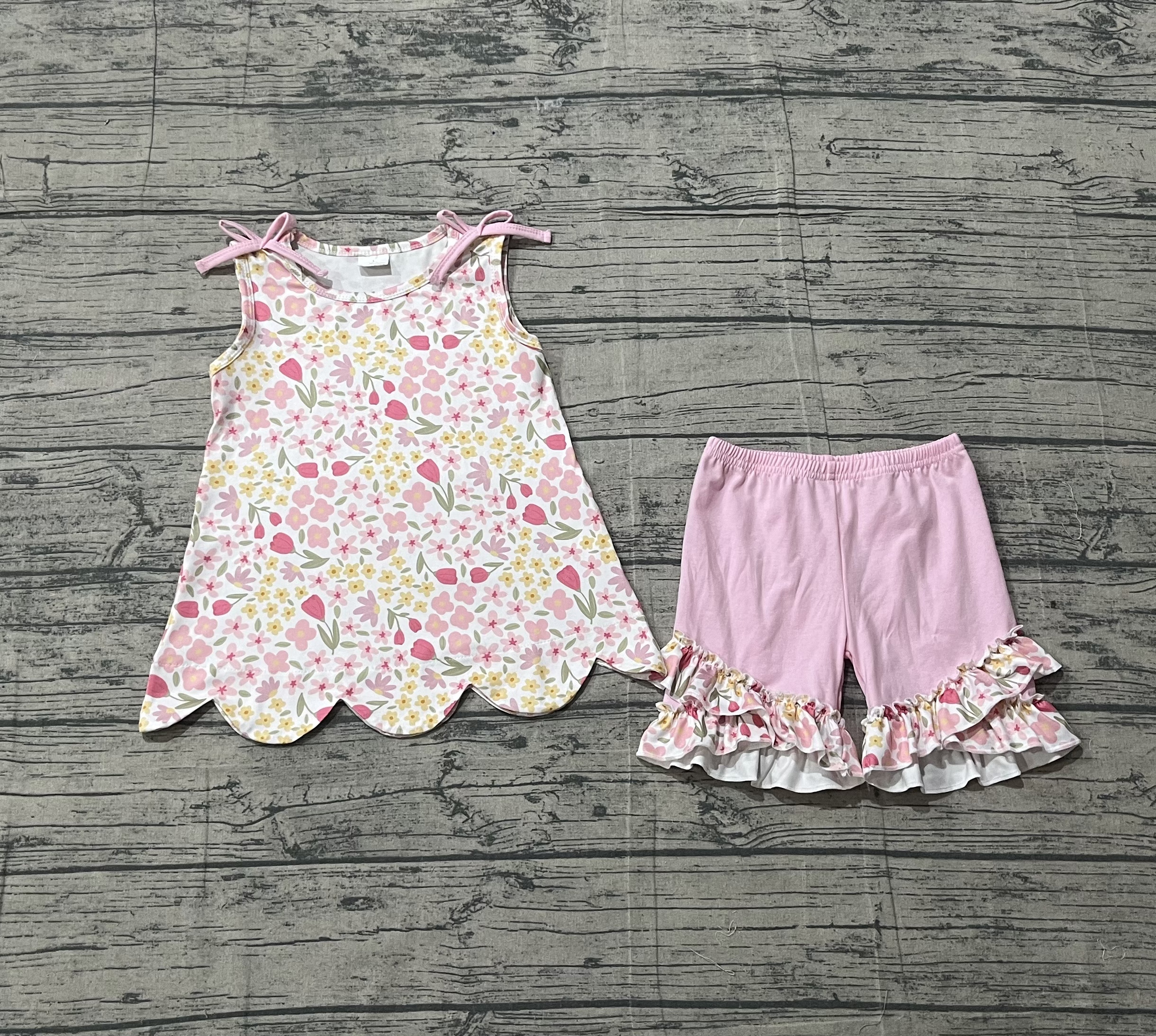 GSSO3389 pre-order kids clothes flower print girl summer outfit  clothing set-real pic 2026.3.8 