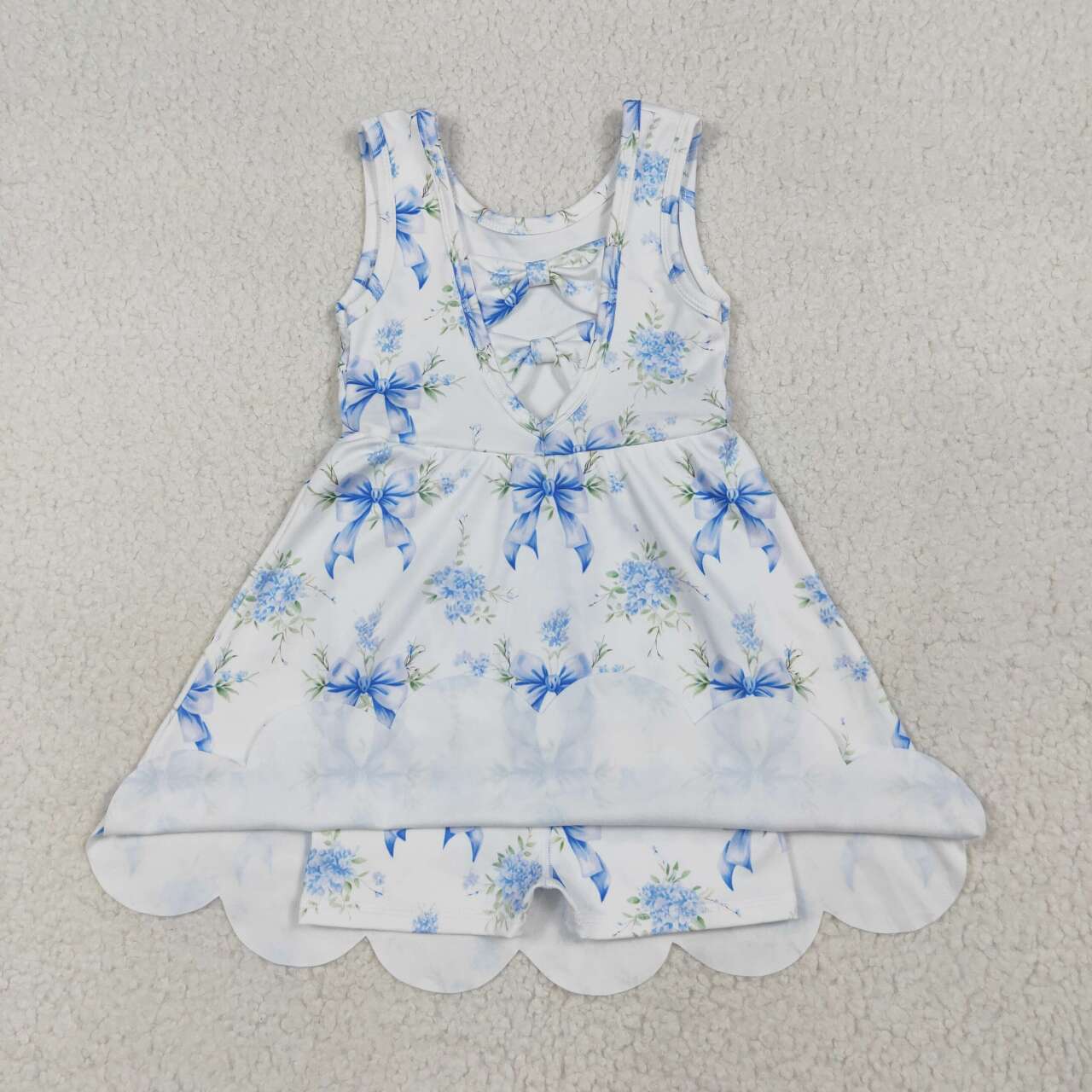 GSD2587 12-18M to 8-9T RTS girl clothes blue floral girl summer dress yoga clothes atheletic clothes