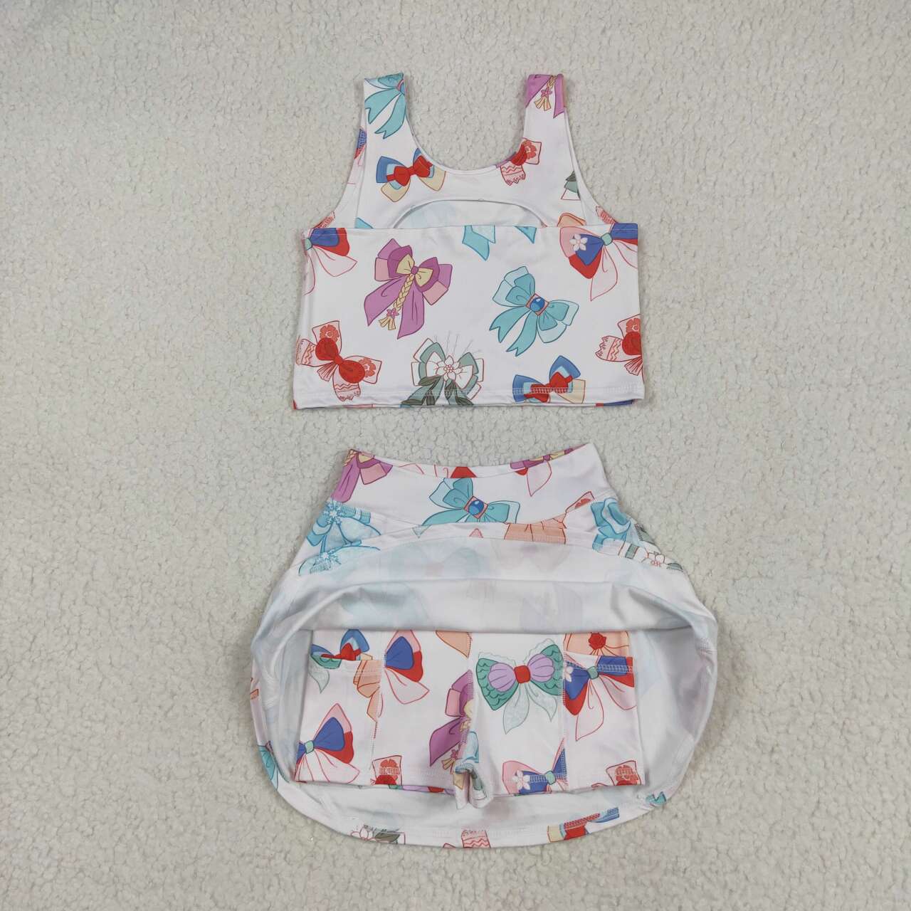 GSD2046 RTS girl clothes bows girl summer set yoga clothes atheletic clothes